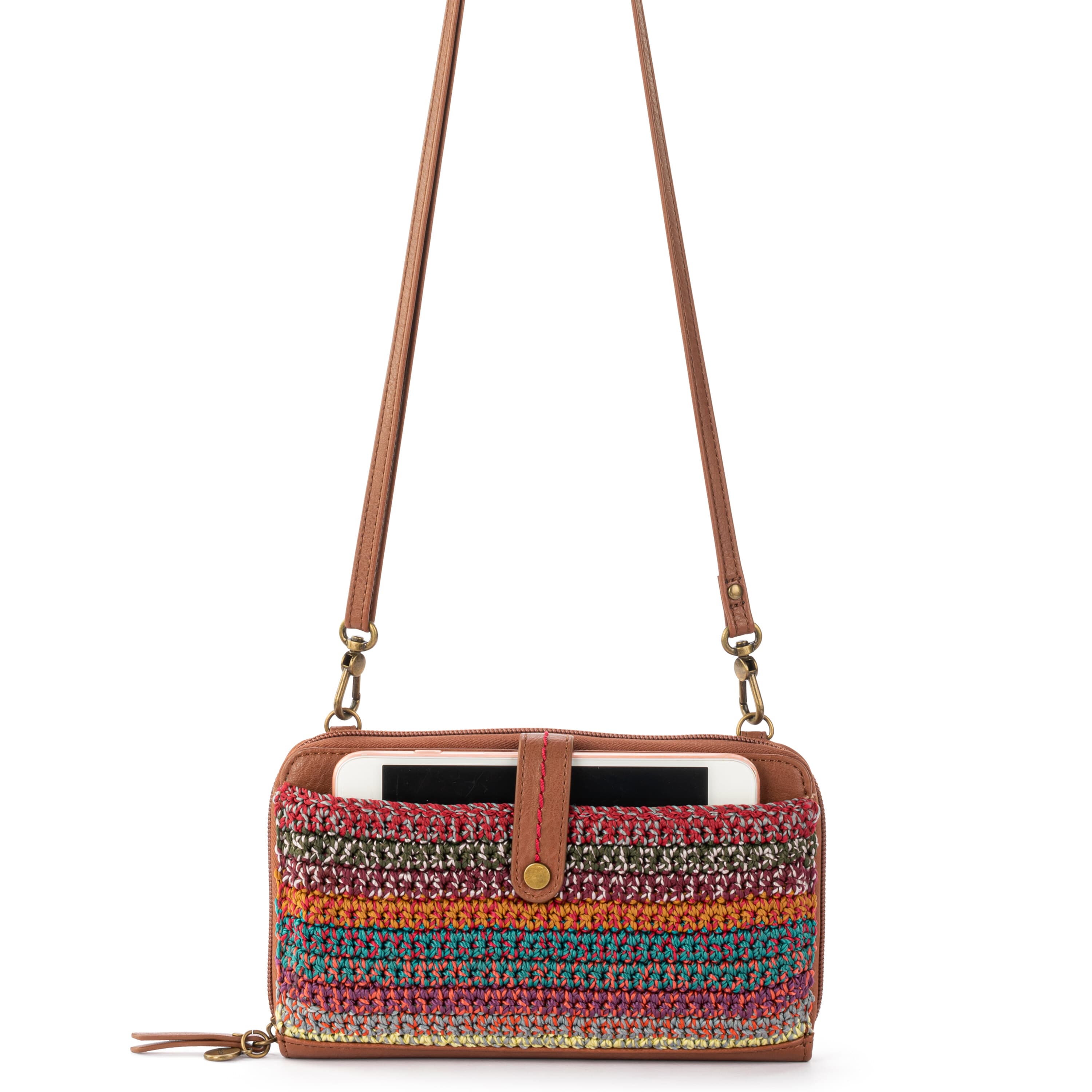 The Sak Iris Smartphone Wallet - Hand Crochet - Sunset Stripe