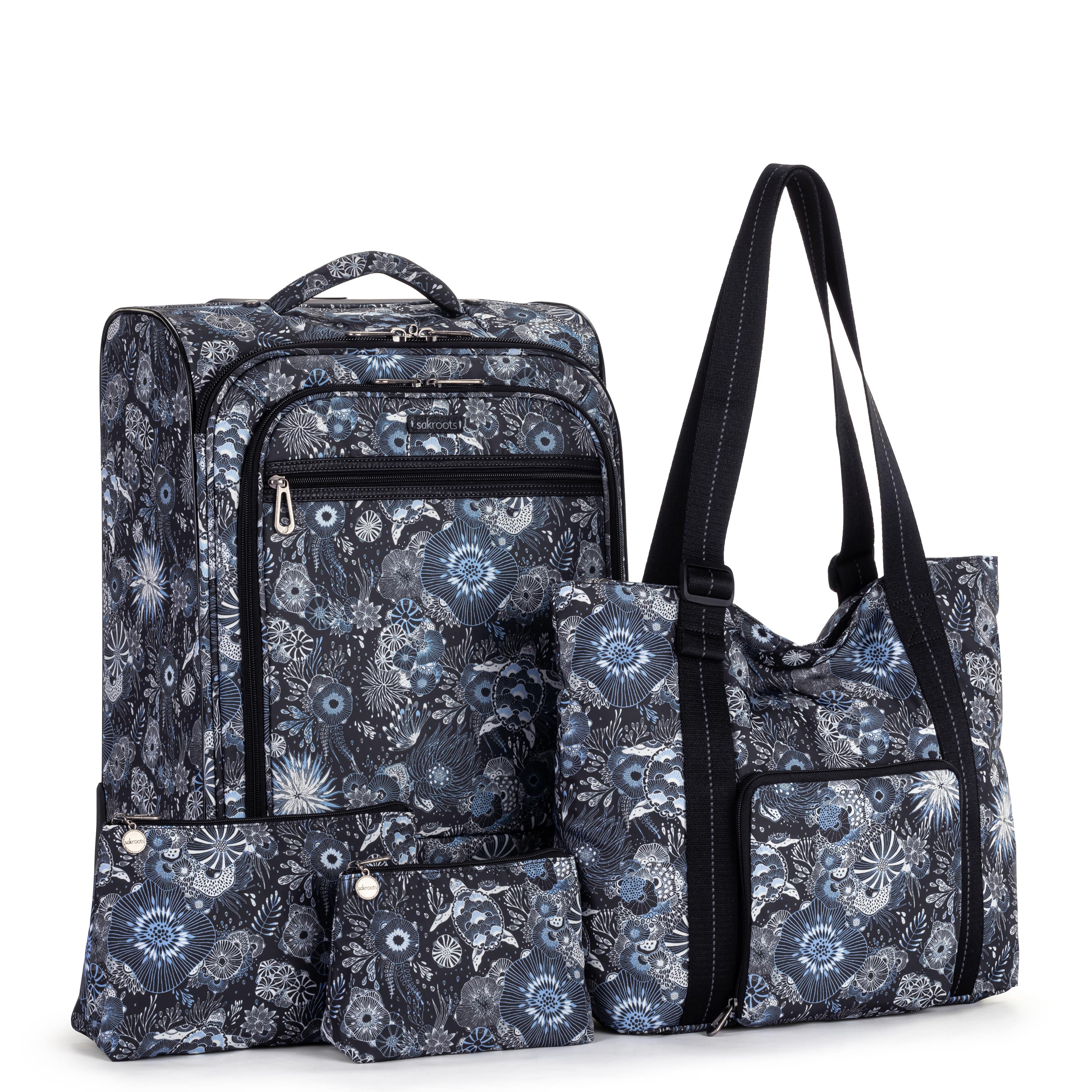 Sakroots On The Go 21" Spinner Luggage Bundle - EcoTwill - Midnight Seascape