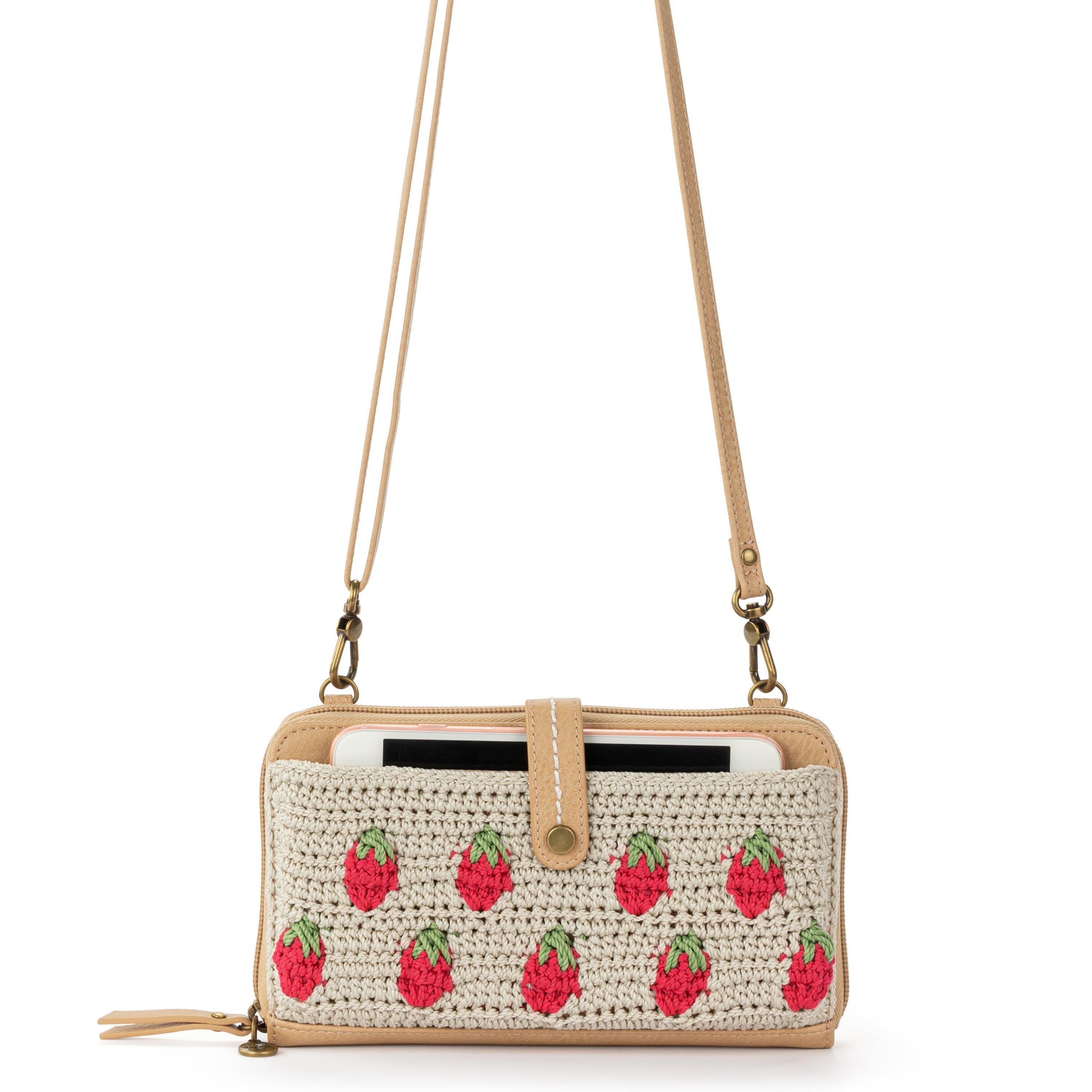 The Sak Iris Smartphone Wallet - Hand Crochet - Natural Strawberries