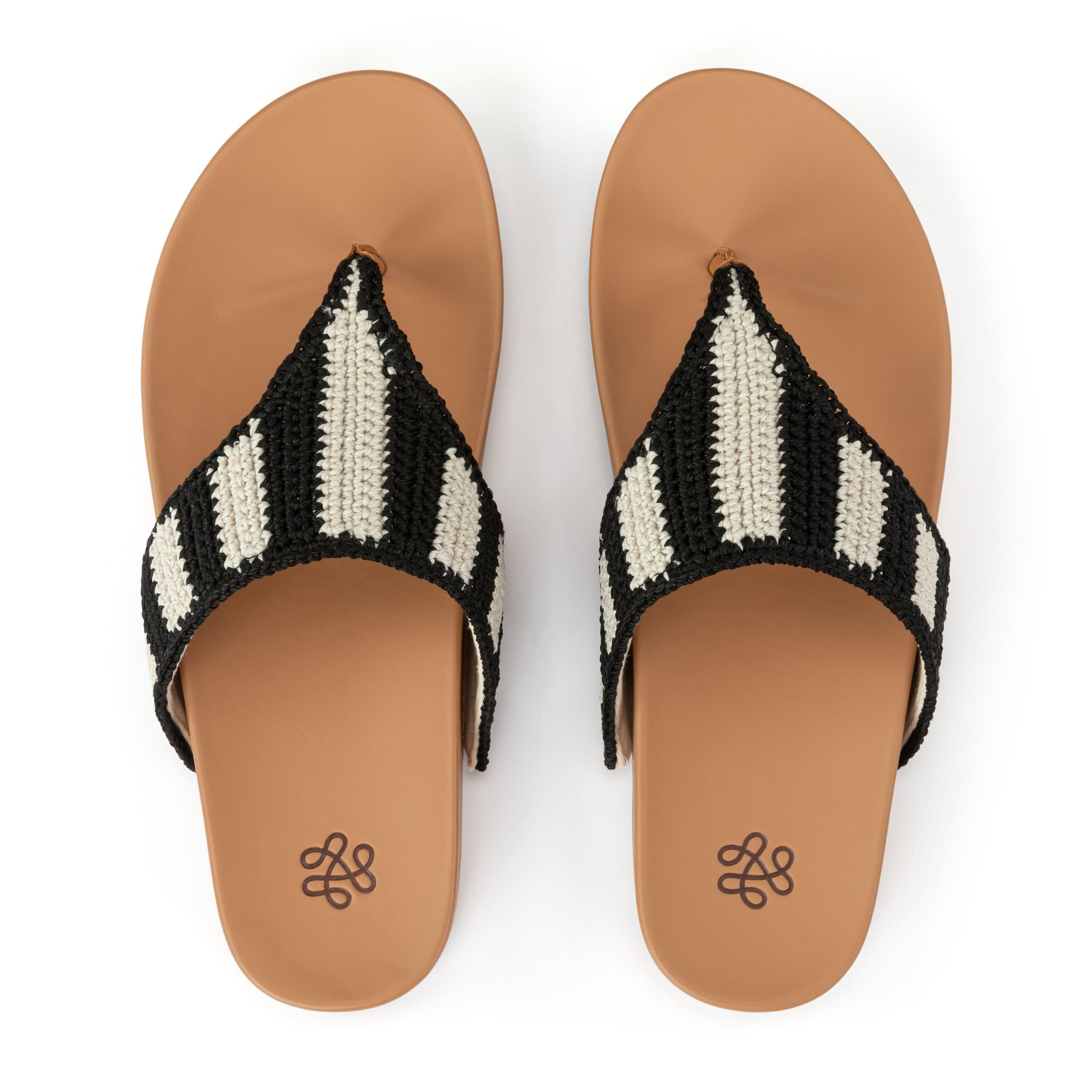 The Sak Everly Sandal - Hand Crochet - Black Stripe