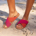 The Sak Penelope Sandal - Hand Crochet - Pinkberry Cayenne Block