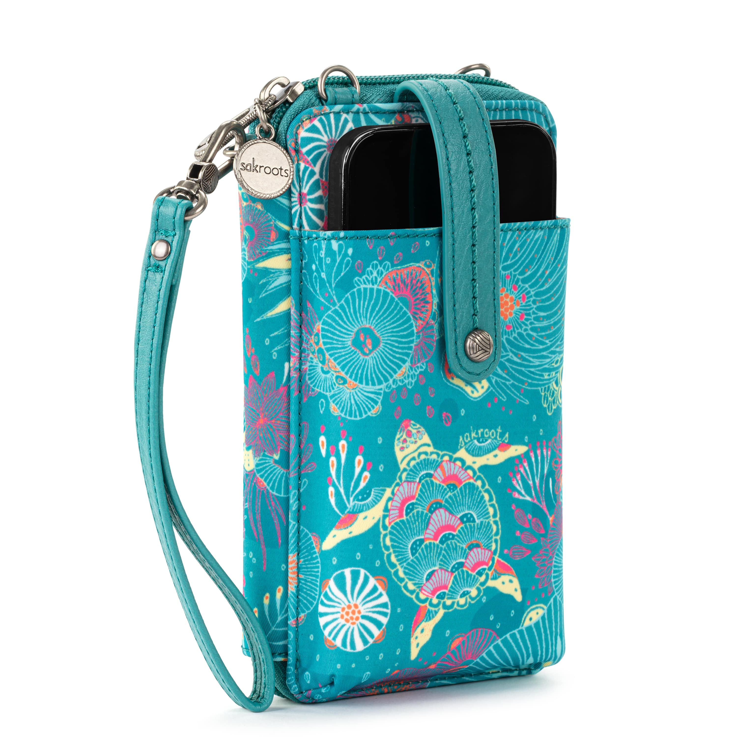 Sakroots Salinas Smartphone Wallet - EcoTwill - Deep Teal Seascape