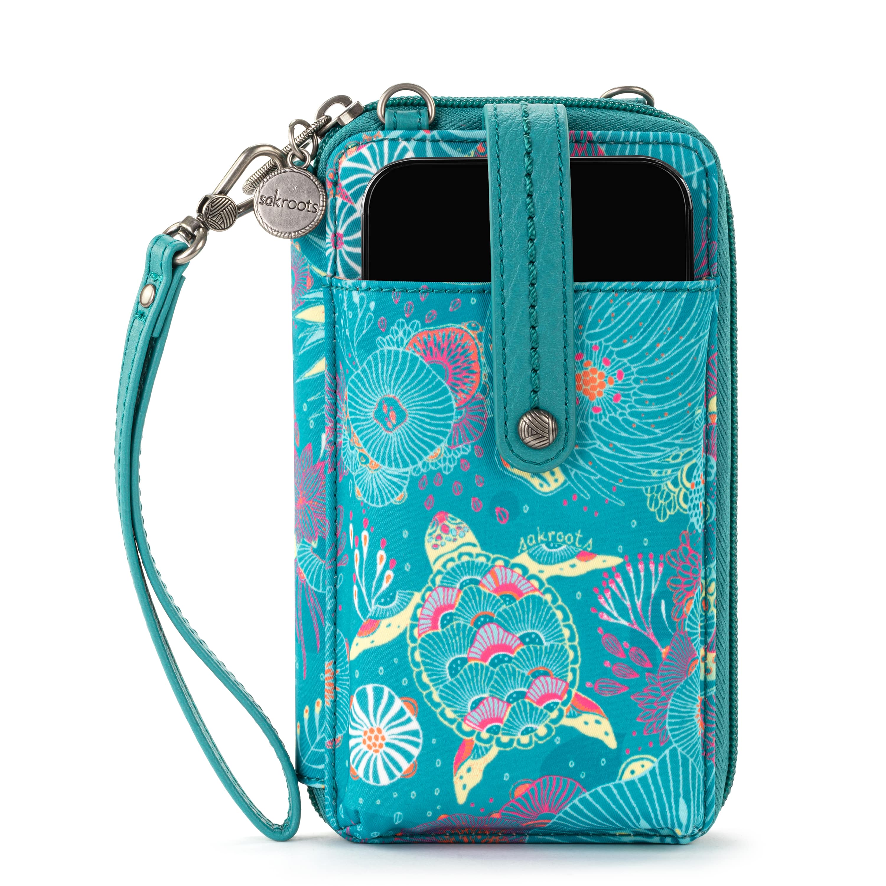 Sakroots Salinas Smartphone Wallet - EcoTwill - Deep Teal Seascape