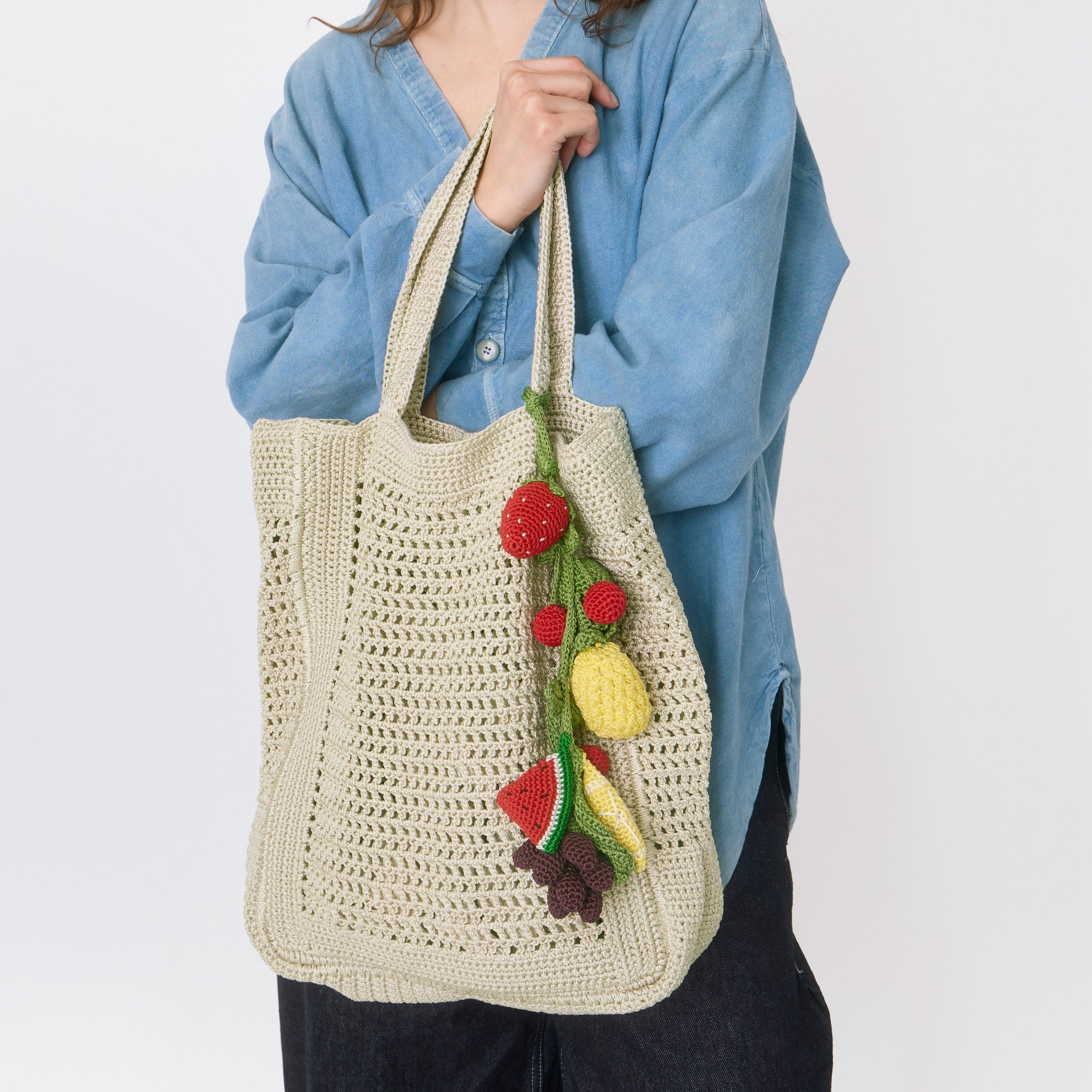 The Sak Lanie Market Tote - Hand Crochet - Natural Fruit