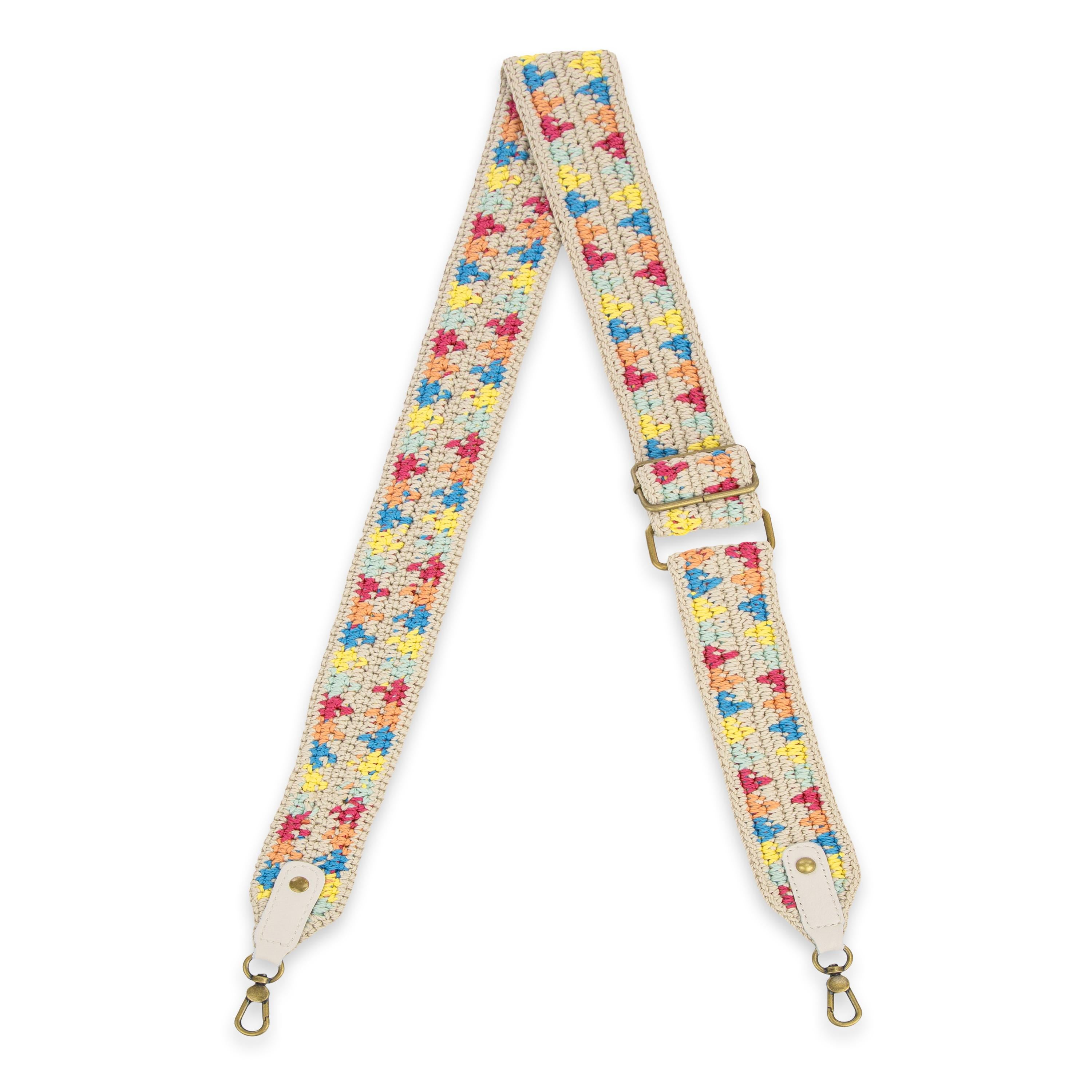 The Sak Crochet Crossbody Strap - Hand Crochet - Ecru Multi Triangles
