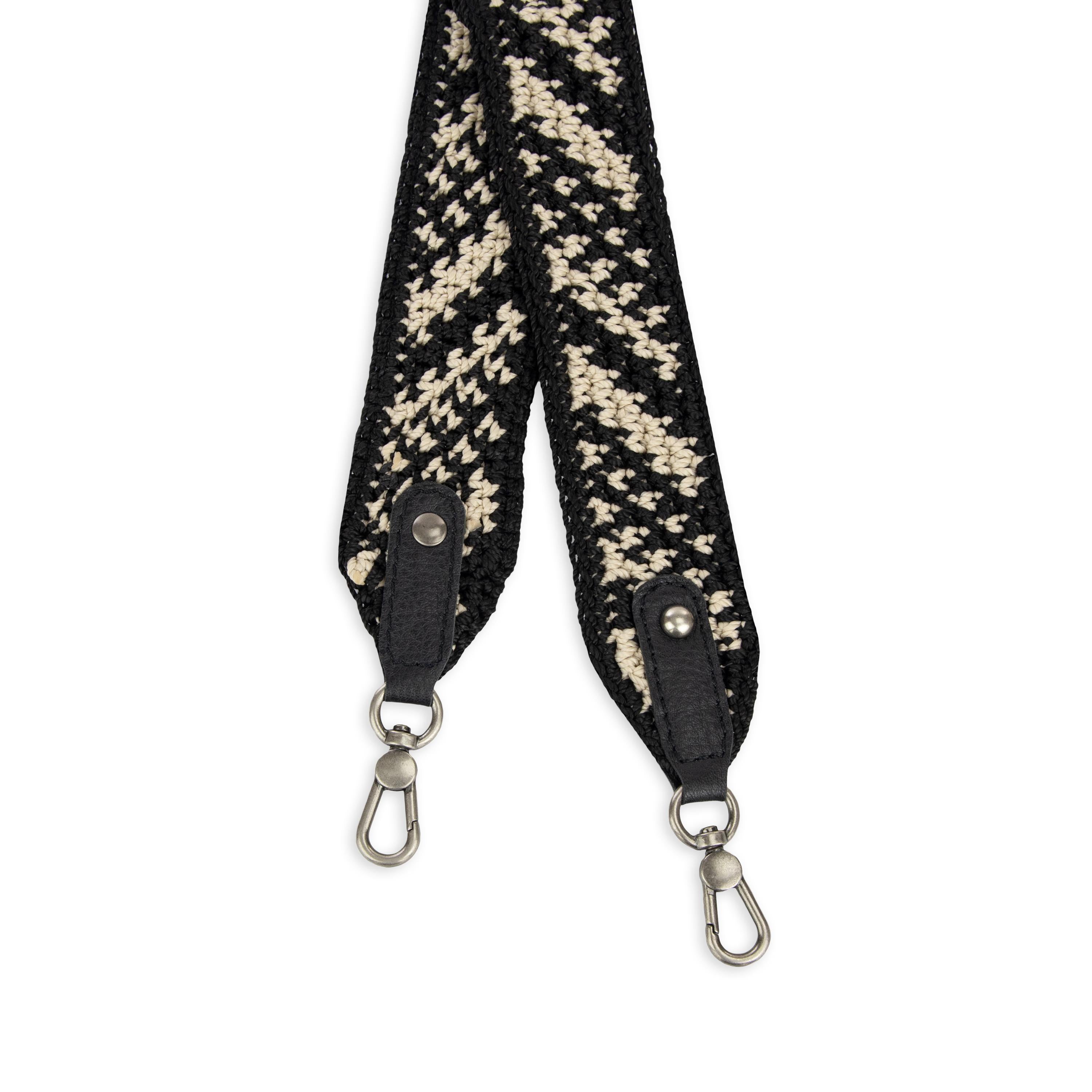 The Sak Crochet Crossbody Strap - Hand Crochet - Black Diagonal Stripe