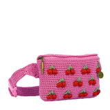 The Sak Caraway Small Belt Bag - Hand Crochet - Pink Cherries