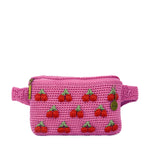 The Sak Caraway Small Belt Bag - Hand Crochet - Pink Cherries