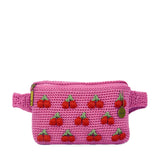 The Sak Caraway Small Belt Bag - Hand Crochet - Pink Cherries