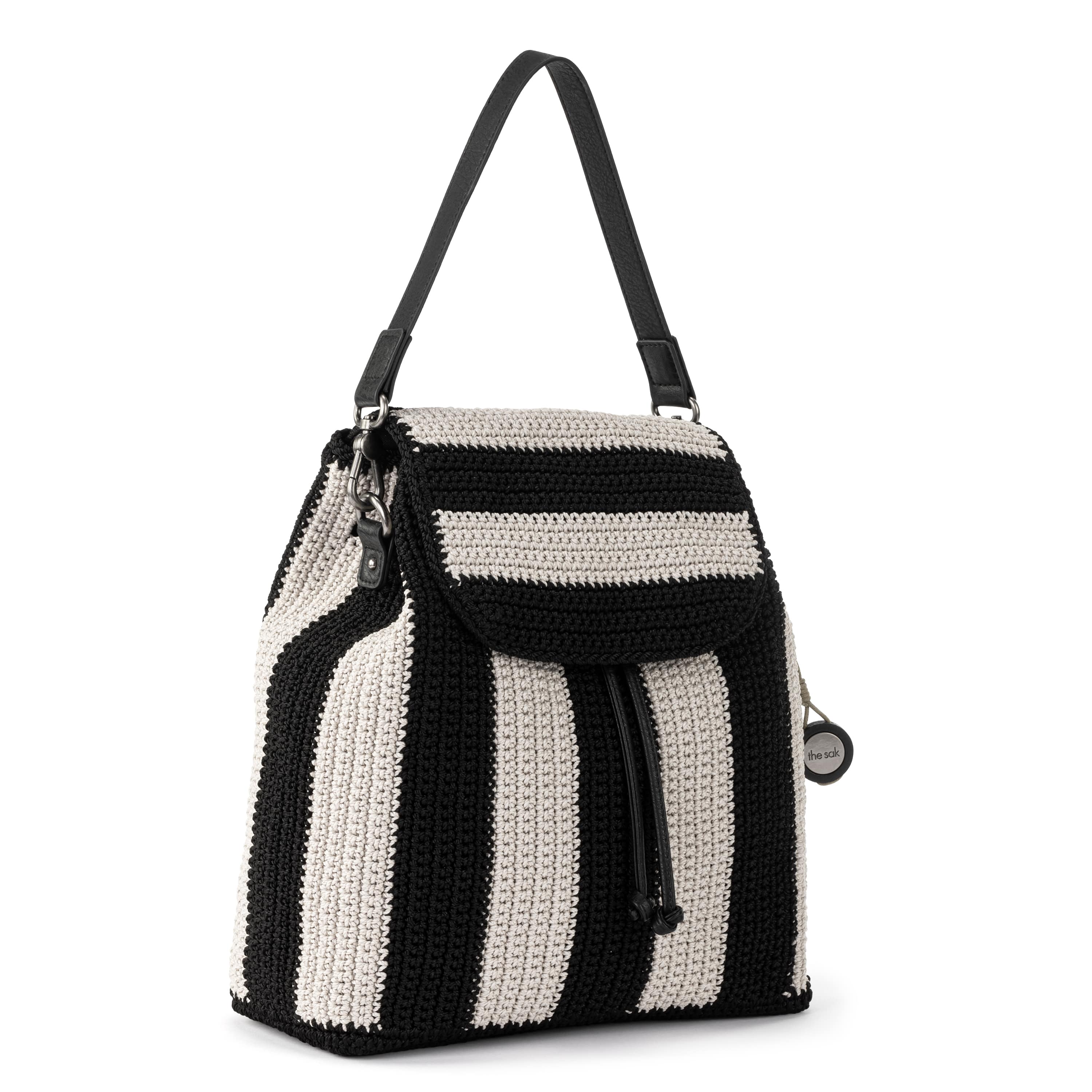 The Sak Sayulita Backpack - Hand Crochet - Black Stripe