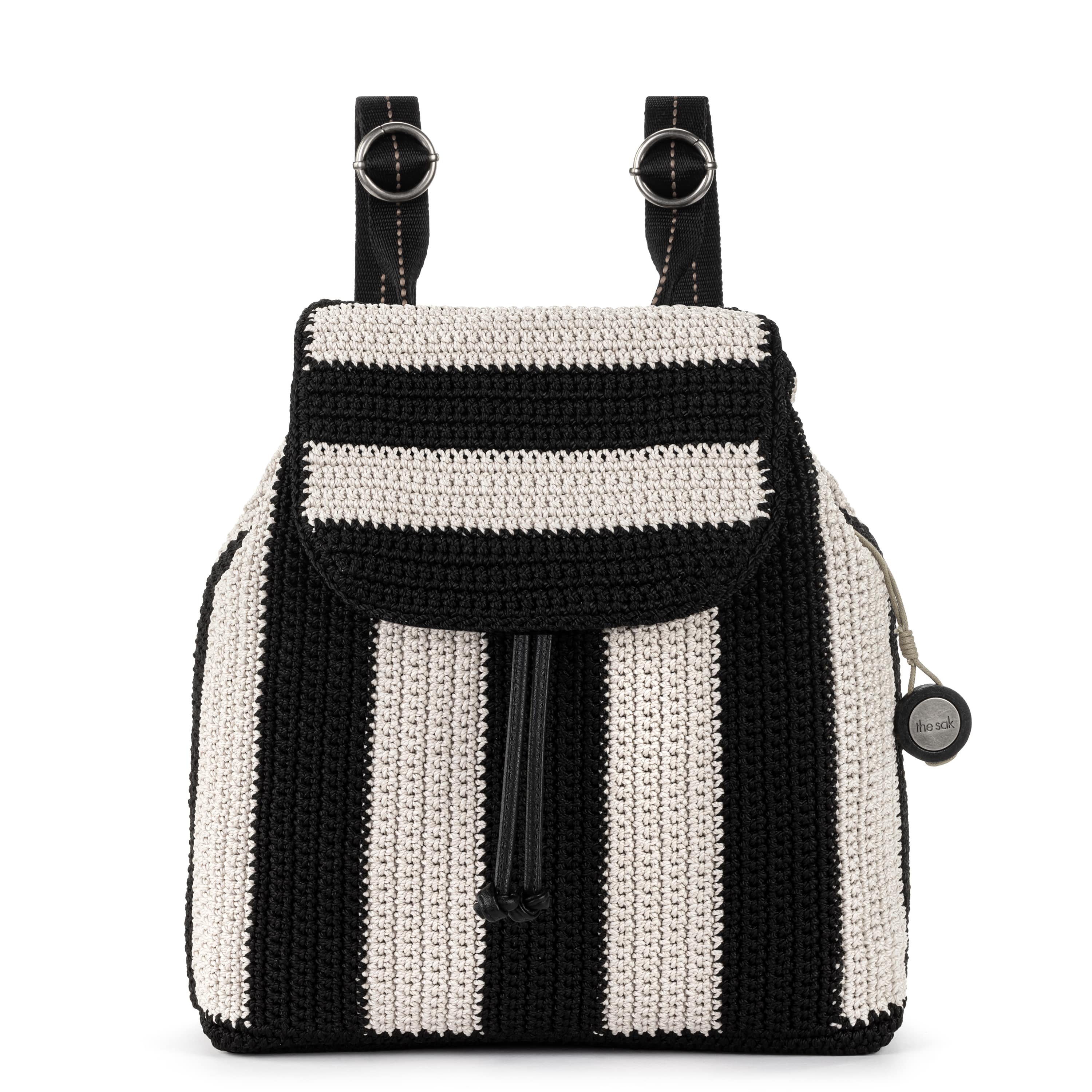 The Sak Sayulita Backpack - Hand Crochet - Black Stripe