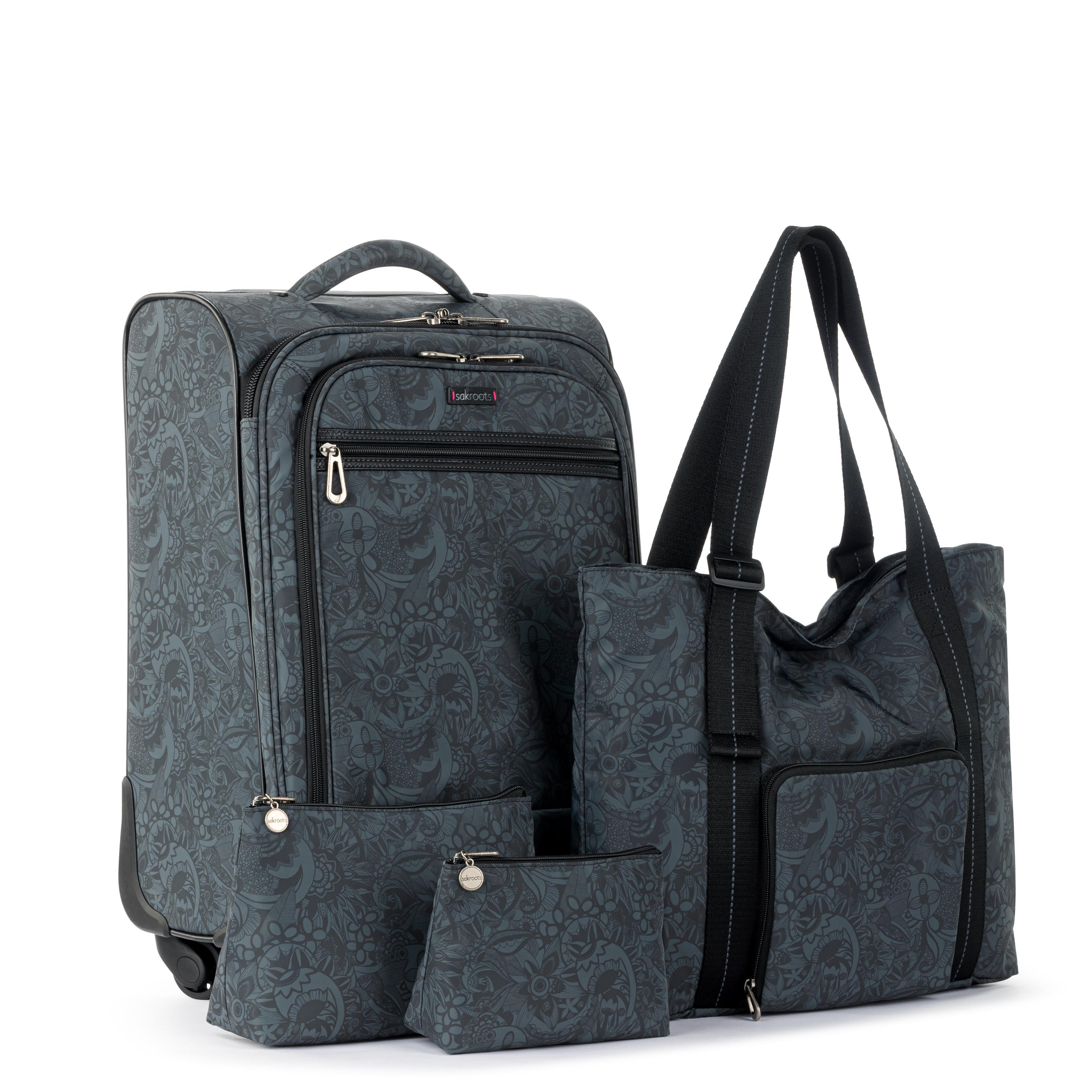 Sakroots On The Go 21" Spinner Luggage Bundle - EcoTwill - Black Spirit Desert
