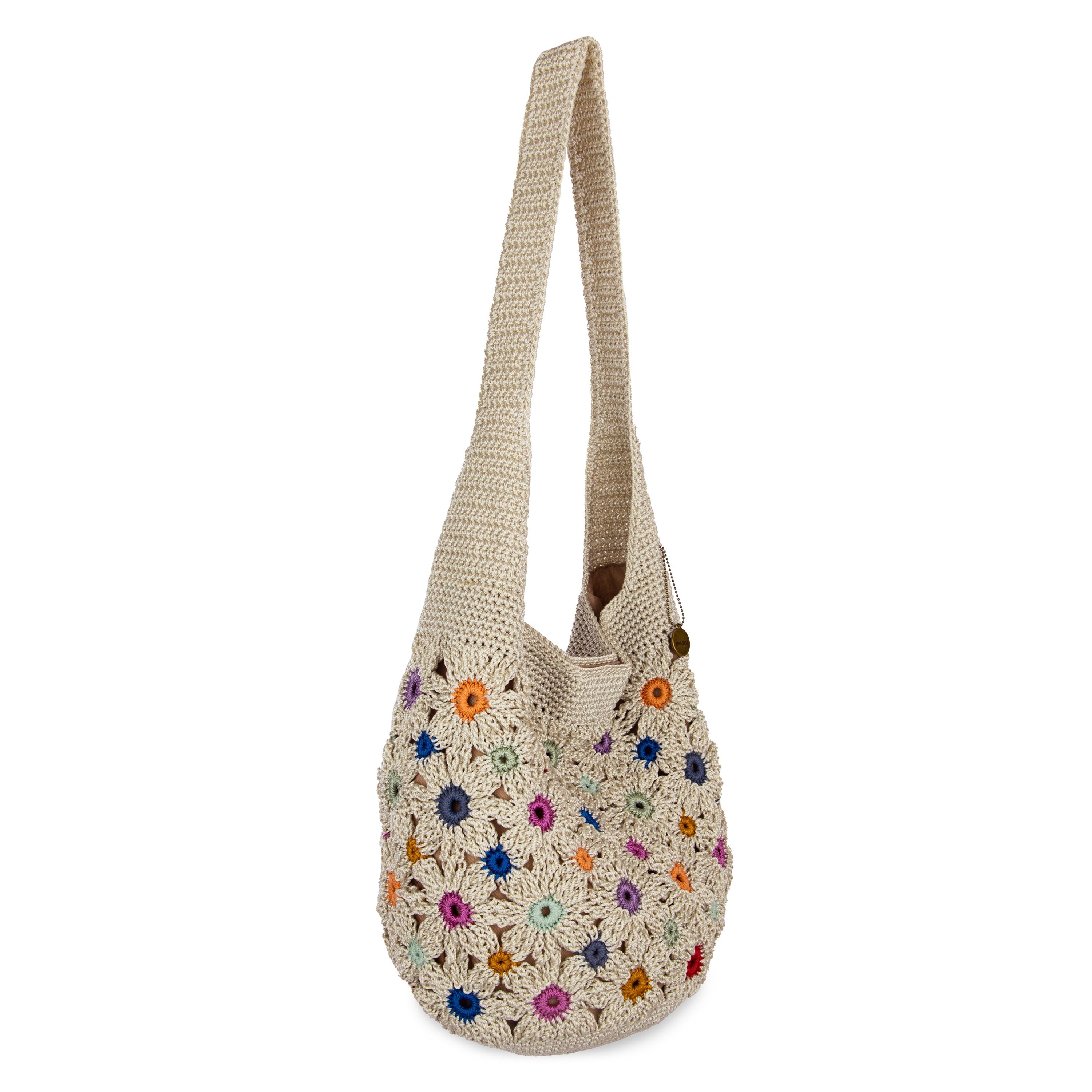 The Sak 120 Hobo - Hand Crochet - Natural Multi Flowers