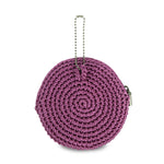 The Sak Circle Coin Pouch - Hand Crochet - Radiant Orchid Aubergine Heart