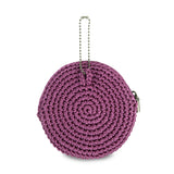 The Sak Circle Coin Pouch - Hand Crochet - Radiant Orchid Aubergine Heart