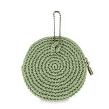The Sak Circle Coin Pouch - Hand Crochet - Seafoam Stone Heart