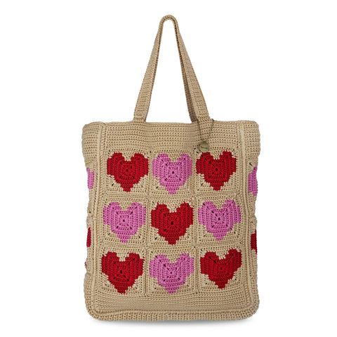 The Sak Lanie Market Tote - Hand Crochet - Bamboo Heart