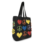 The Sak Lanie Market Tote - Hand Crochet - Black Peace And Love