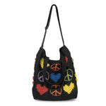 The Sak Lanie Market Tote - Hand Crochet - Black Peace And Love