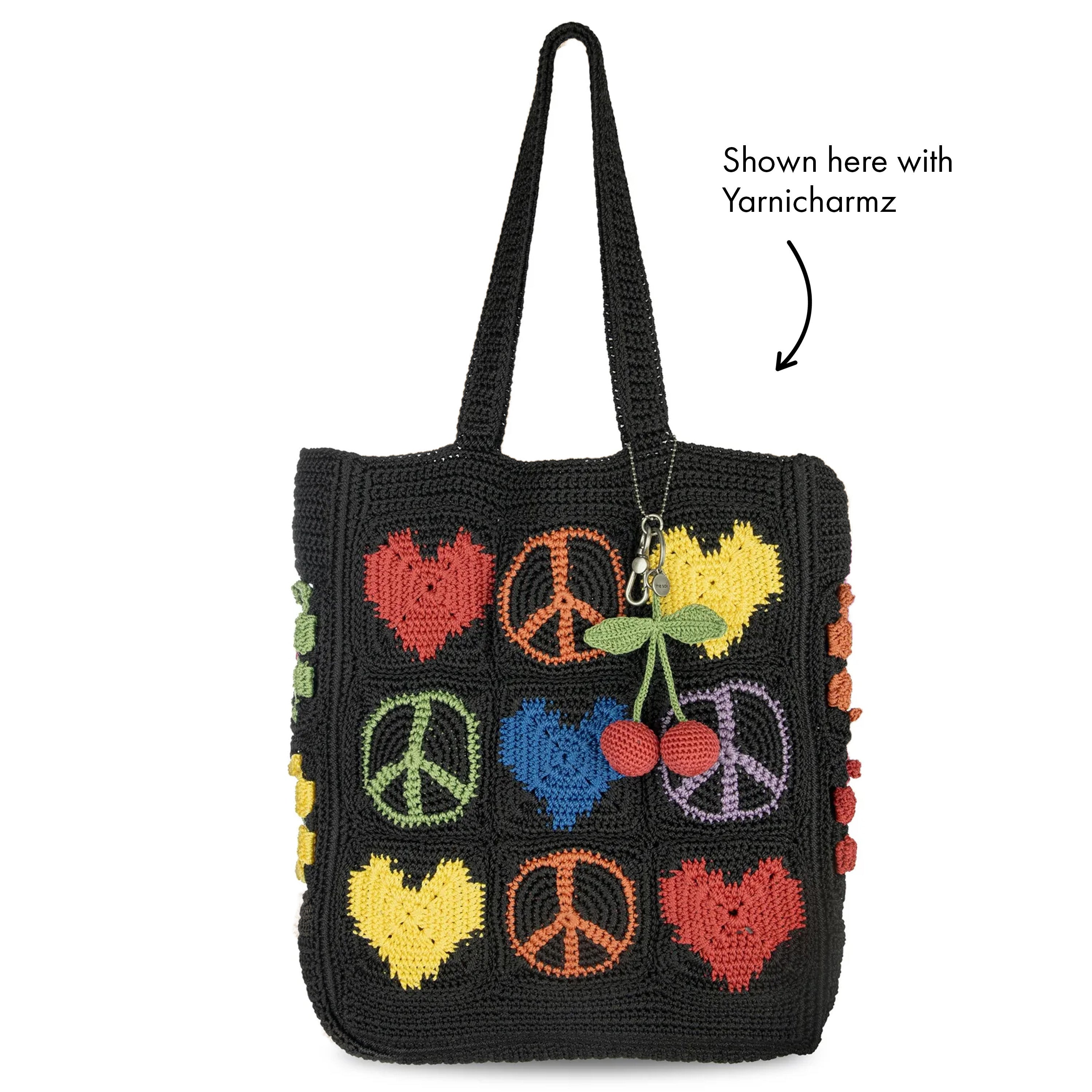 The Sak Lanie Market Tote - Hand Crochet - Black Peace And Love