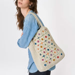 The Sak Lanie Market Tote - Hand Crochet - Natural Multi Flowers