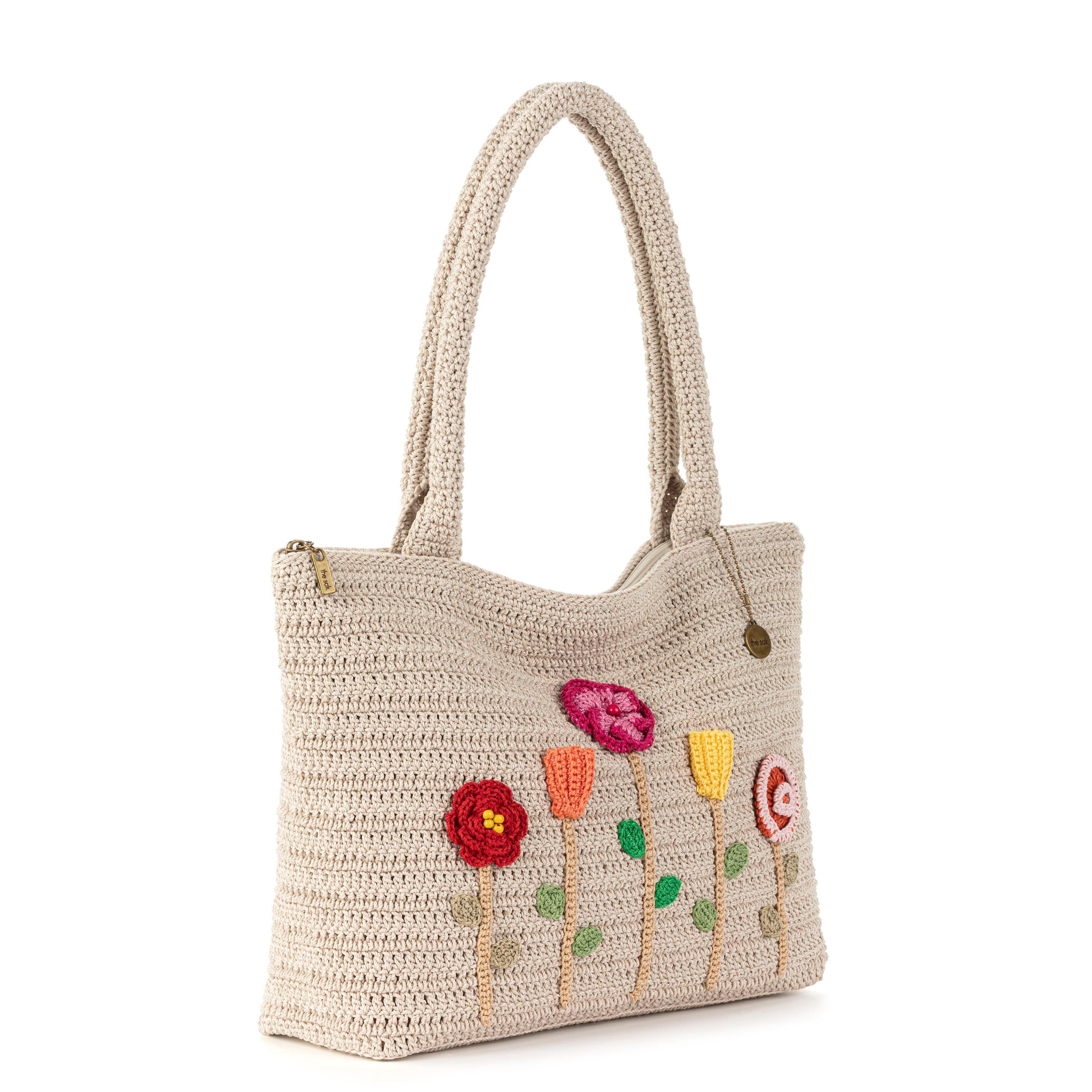 The Sak Crafted Classic Carryall - Hand Crochet - Flower Ecru