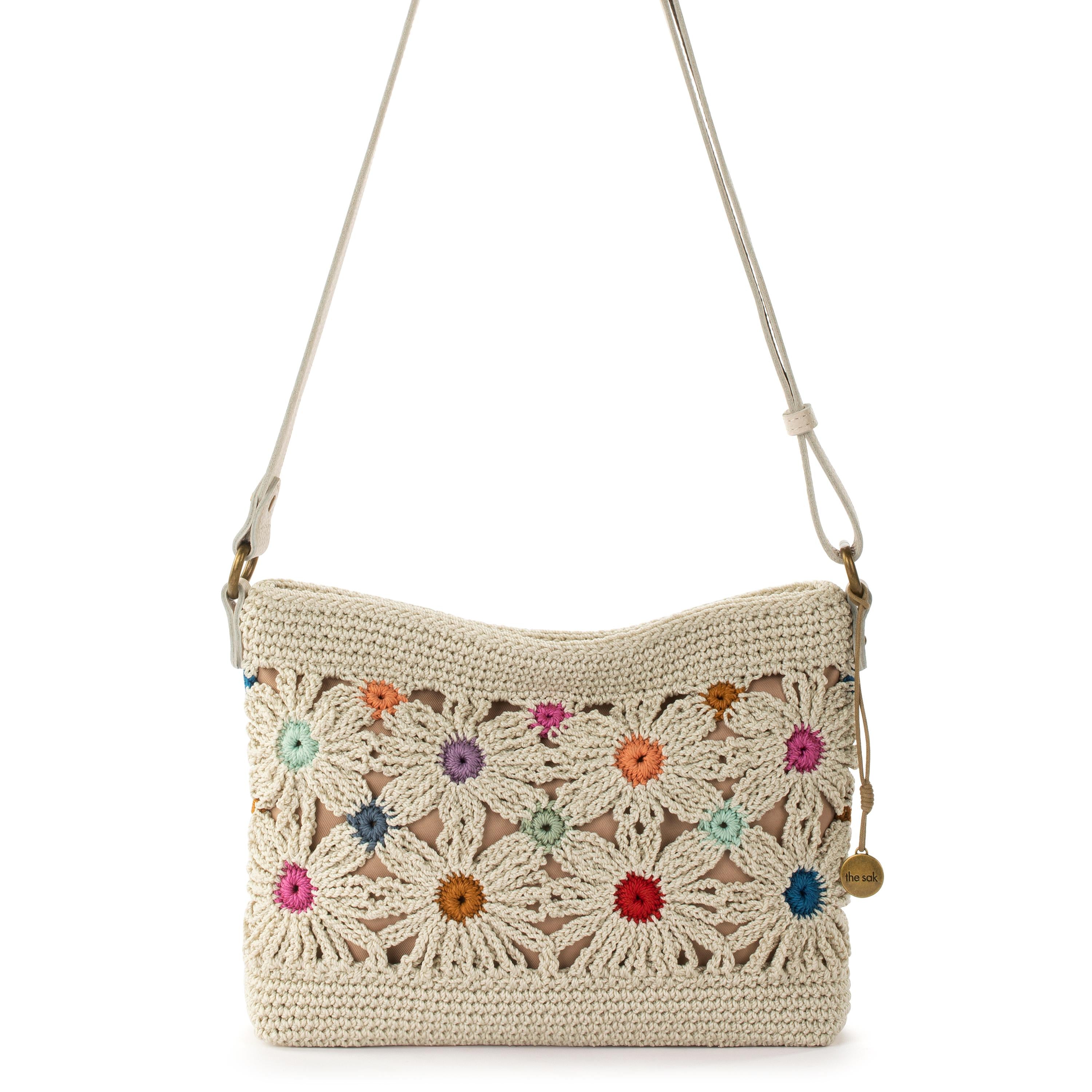The Sak Melrose Crossbody - Hand Crochet - Natural Multi Flowers
