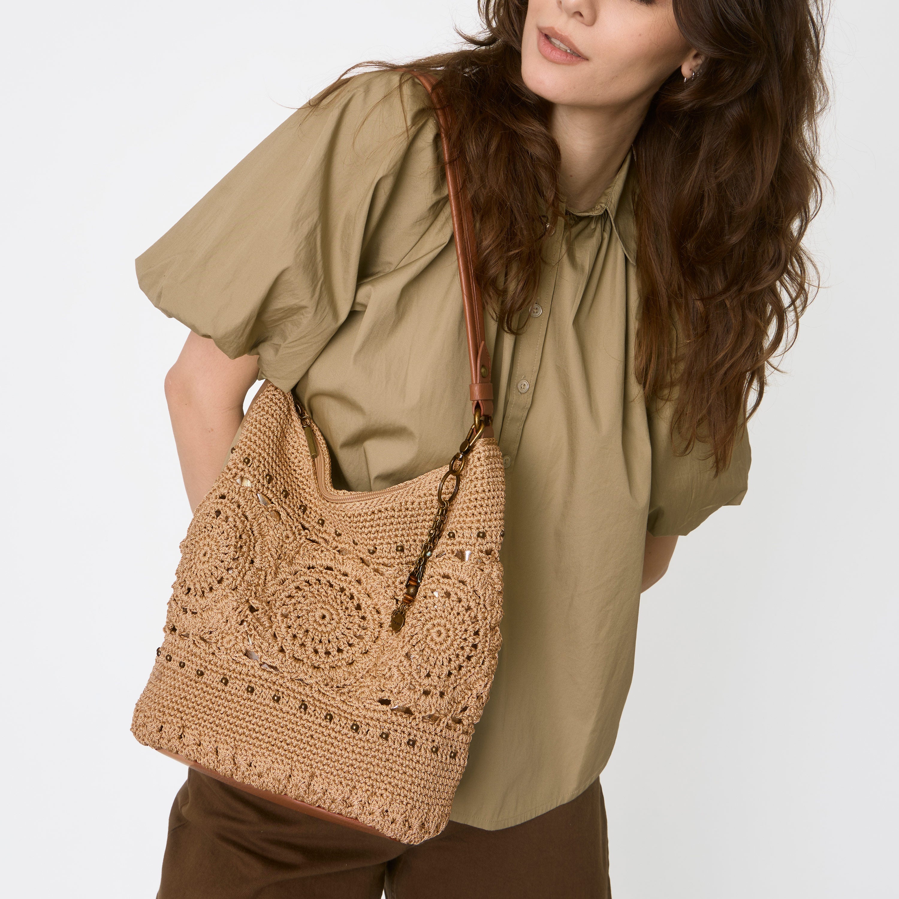 The Sak Sequoia Hobo - Hand Crochet - Bamboo Medallion