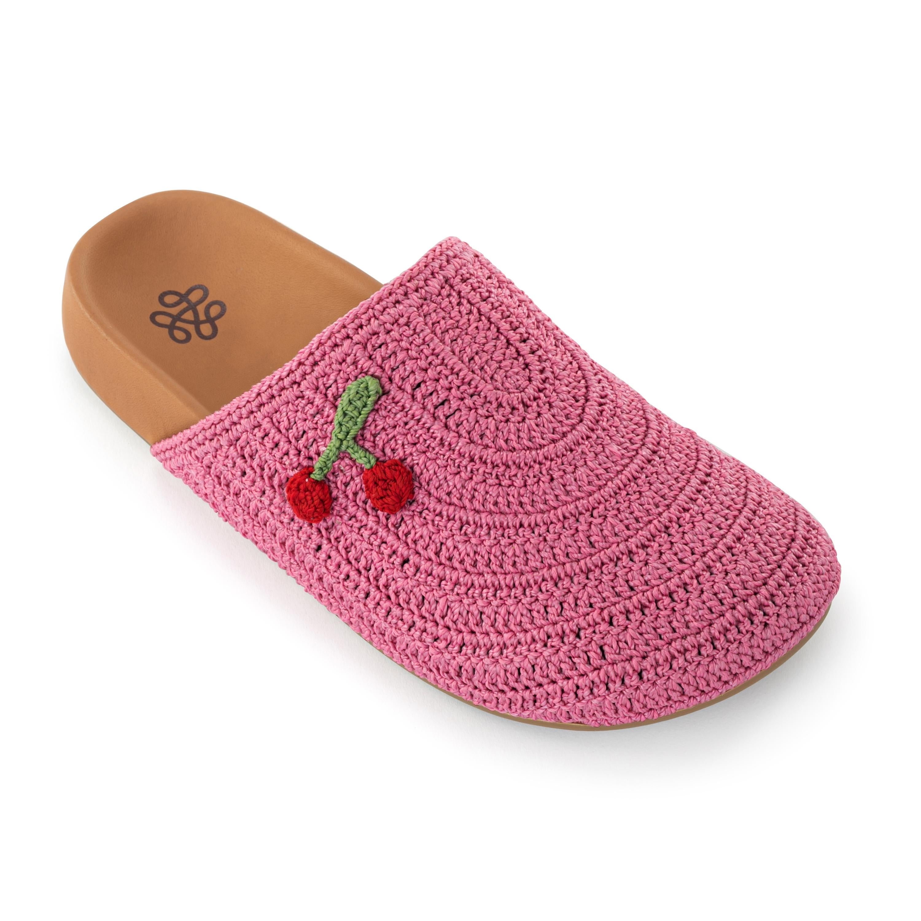The Sak Bolinas Clog - Hand Crochet - Pink Cherries