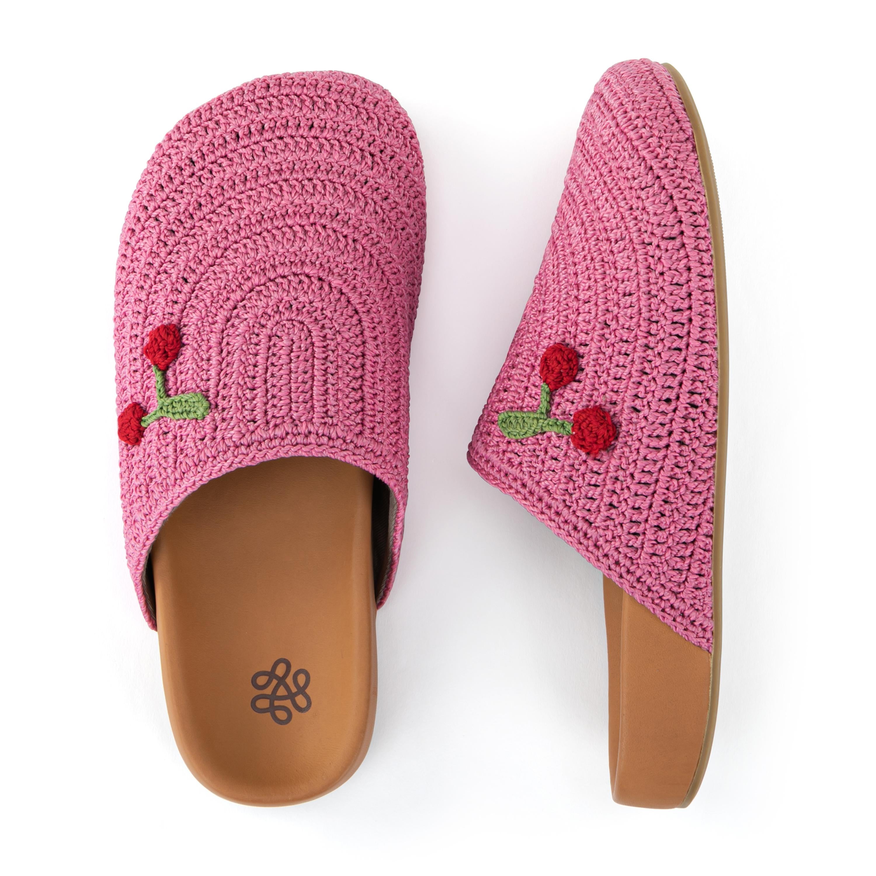 The Sak Bolinas Clog - Hand Crochet - Pink Cherries