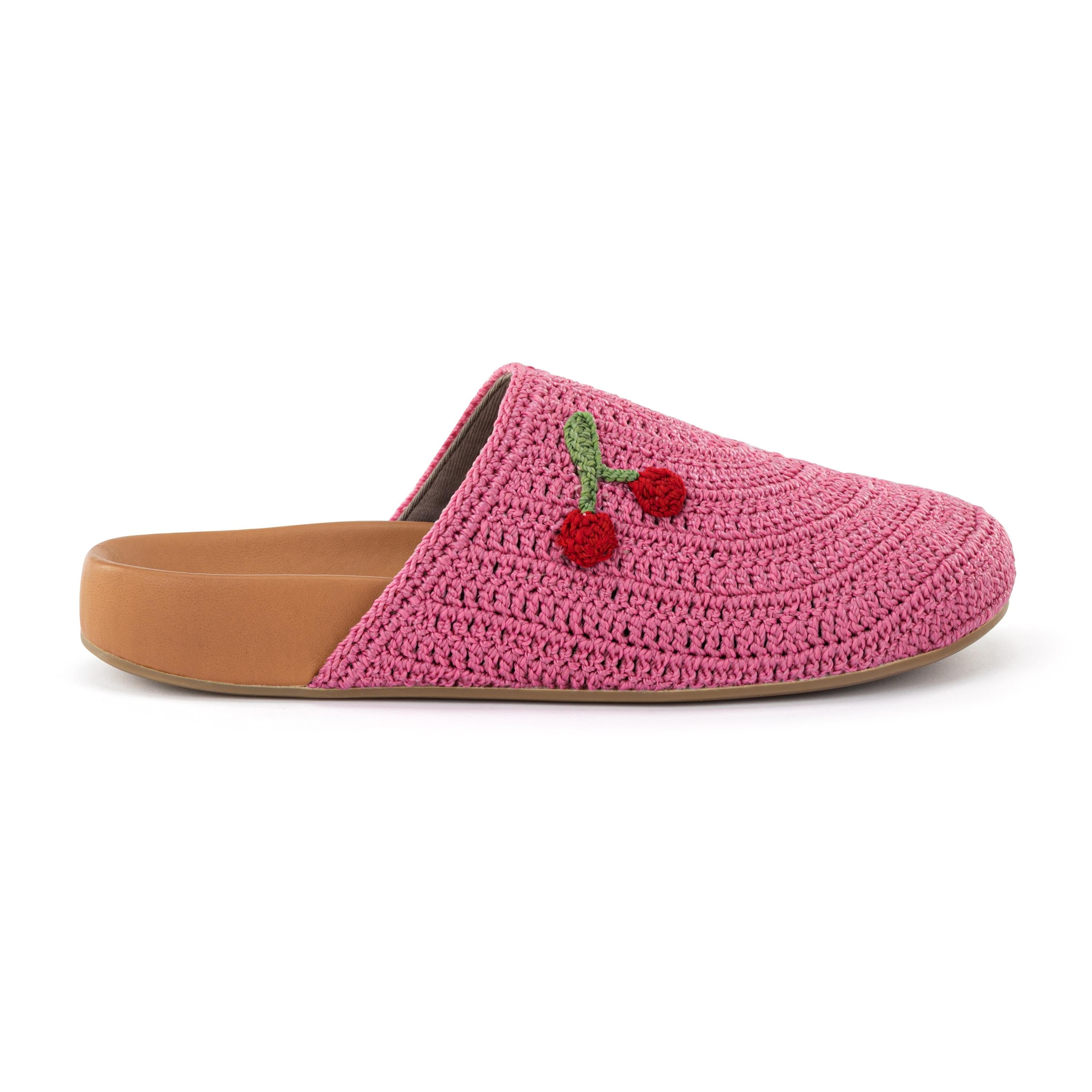 The Sak Bolinas Clog - Hand Crochet - Pink Cherries