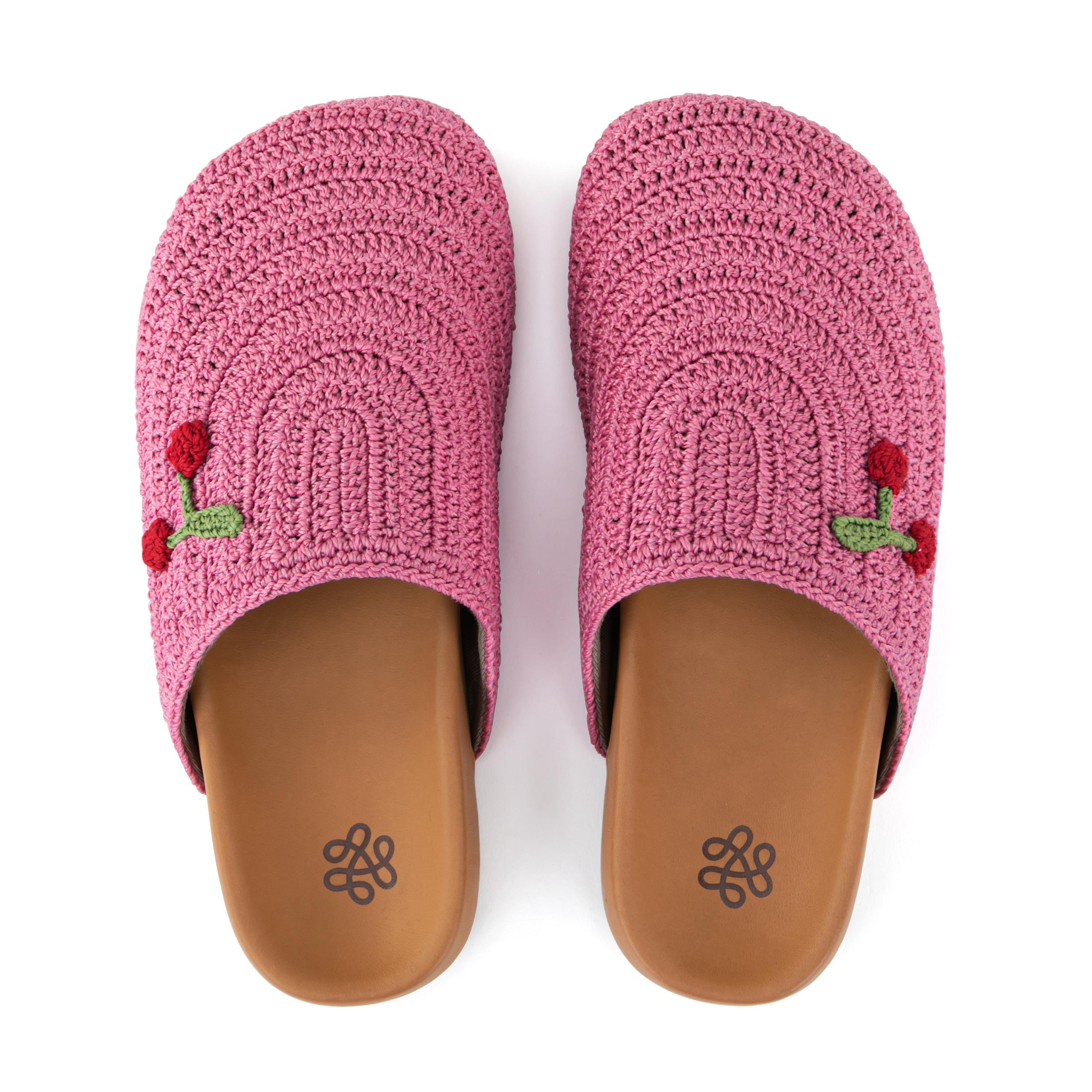 The Sak Bolinas Clog - Hand Crochet - Pink Cherries
