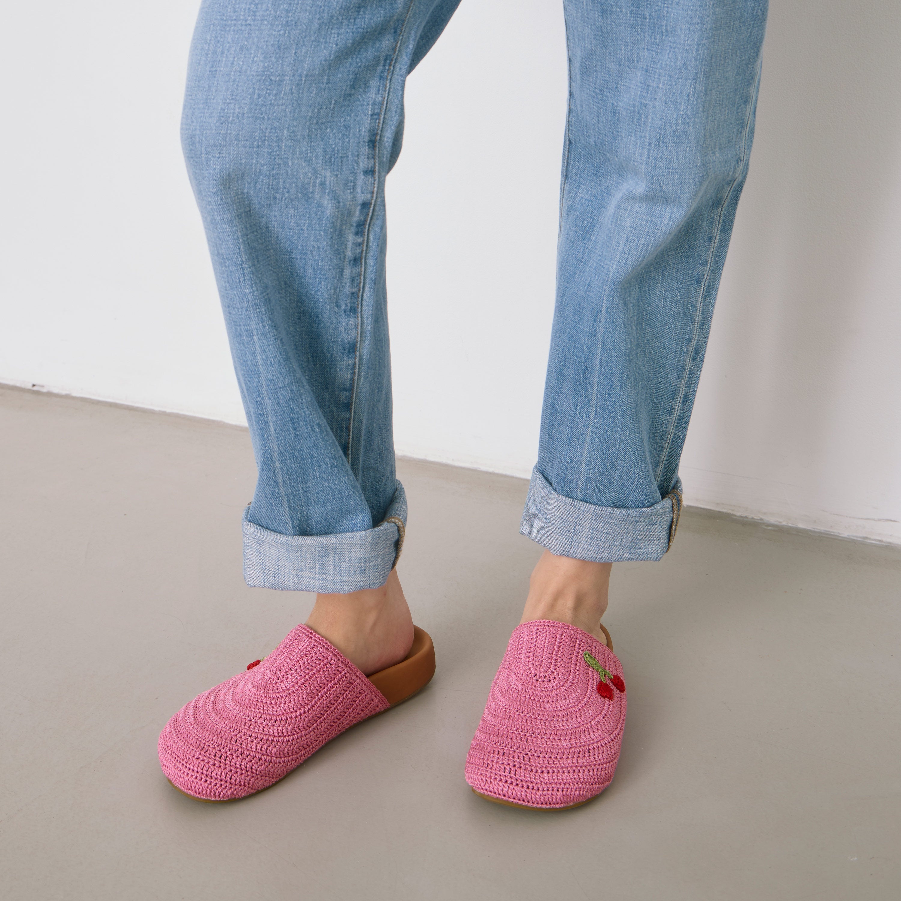The Sak Bolinas Clog - Hand Crochet - Pink Cherries