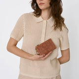 The Sak Encino Essential Wallet - Leather - Tobacco Floral Embossed