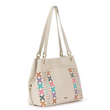 The Sak Melrose Satchel - Leather - Stone Multi Needlepoint
