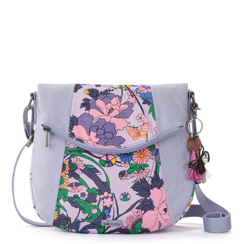 Sakroots Foldover Crossbody - Canvas - Orchid Flower Power