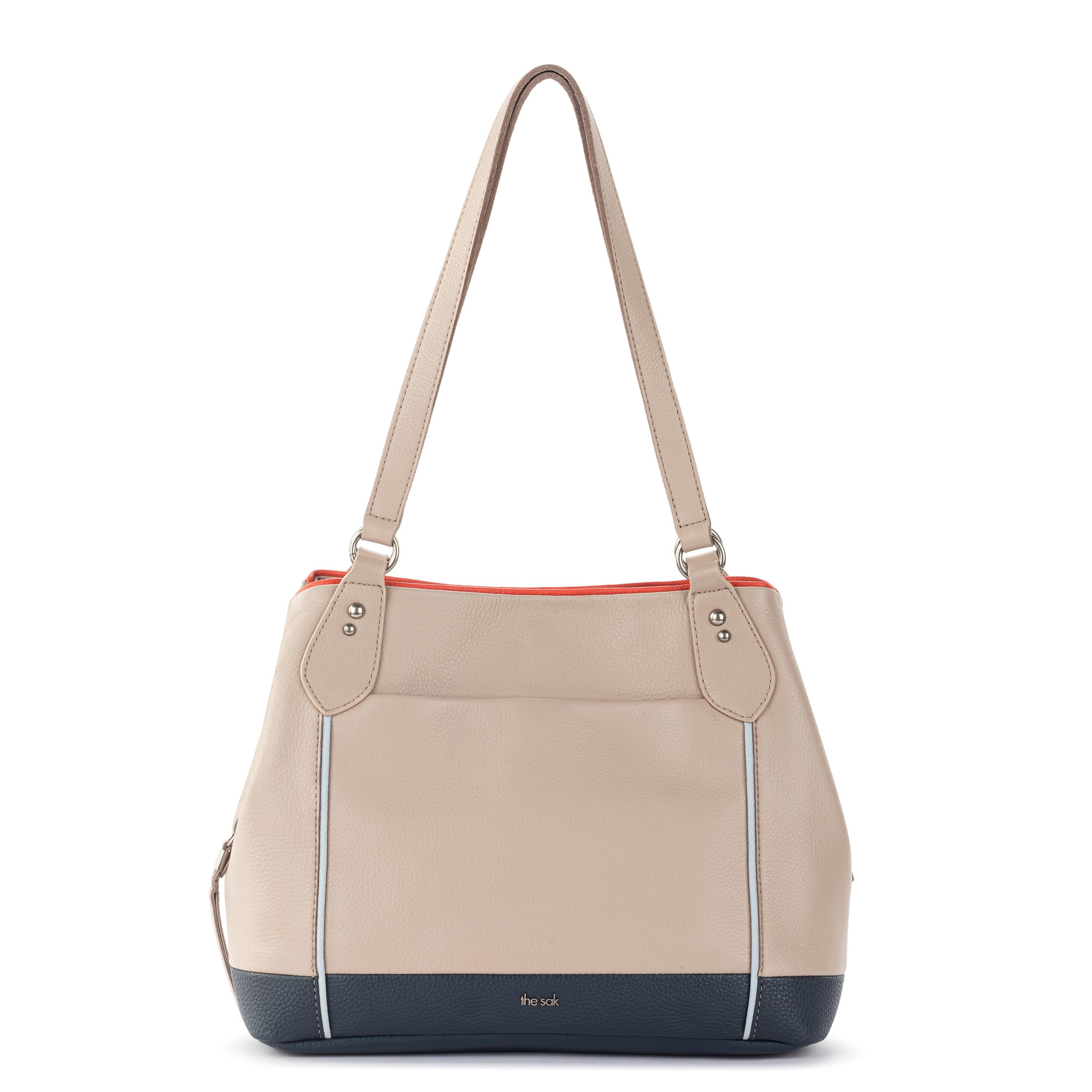 The Sak Melrose Satchel - Leather - Sand Horizon Block