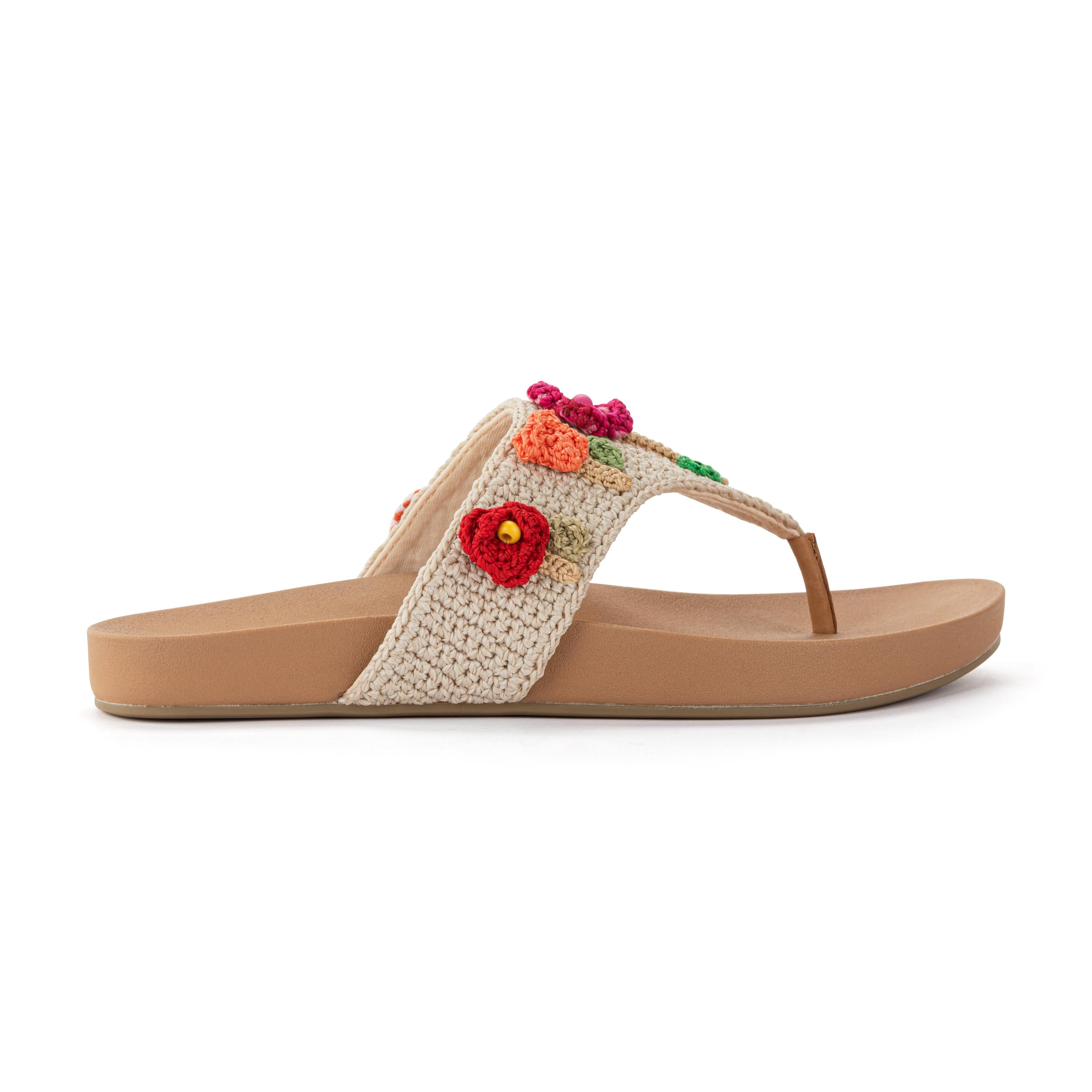 The Sak Everly Sandal - Hand Crochet - Flower Ecru