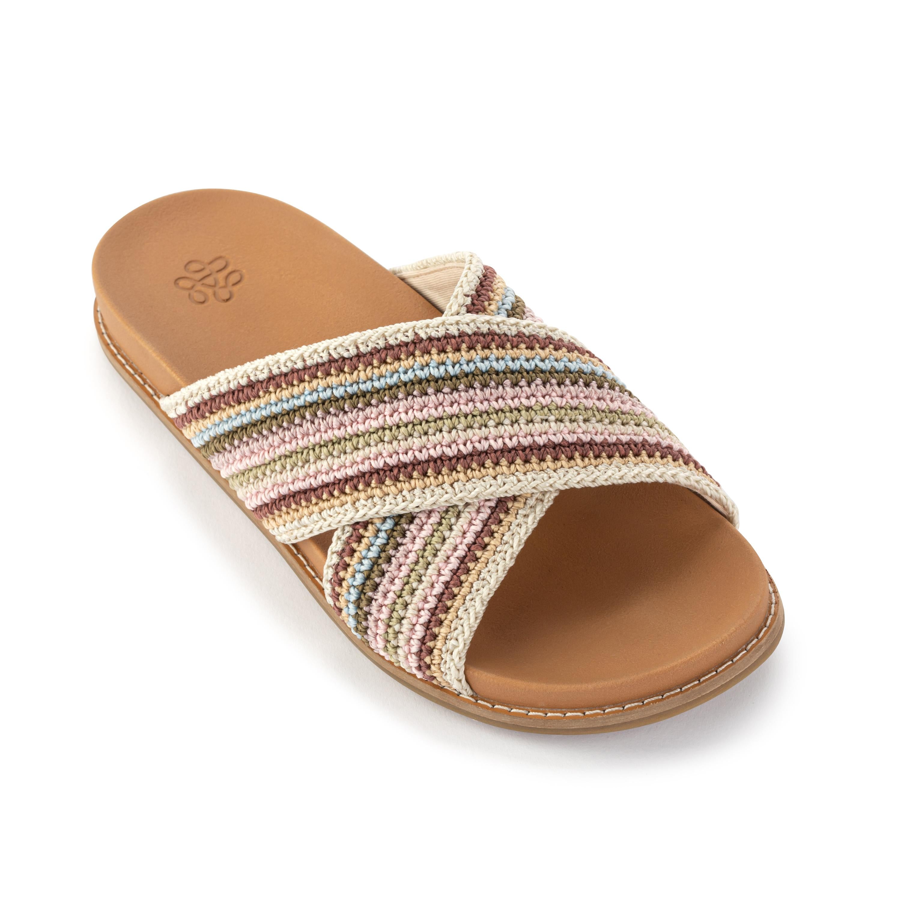 The Sak Penelope Sandal - Hand Crochet - Pink Multi Stripe