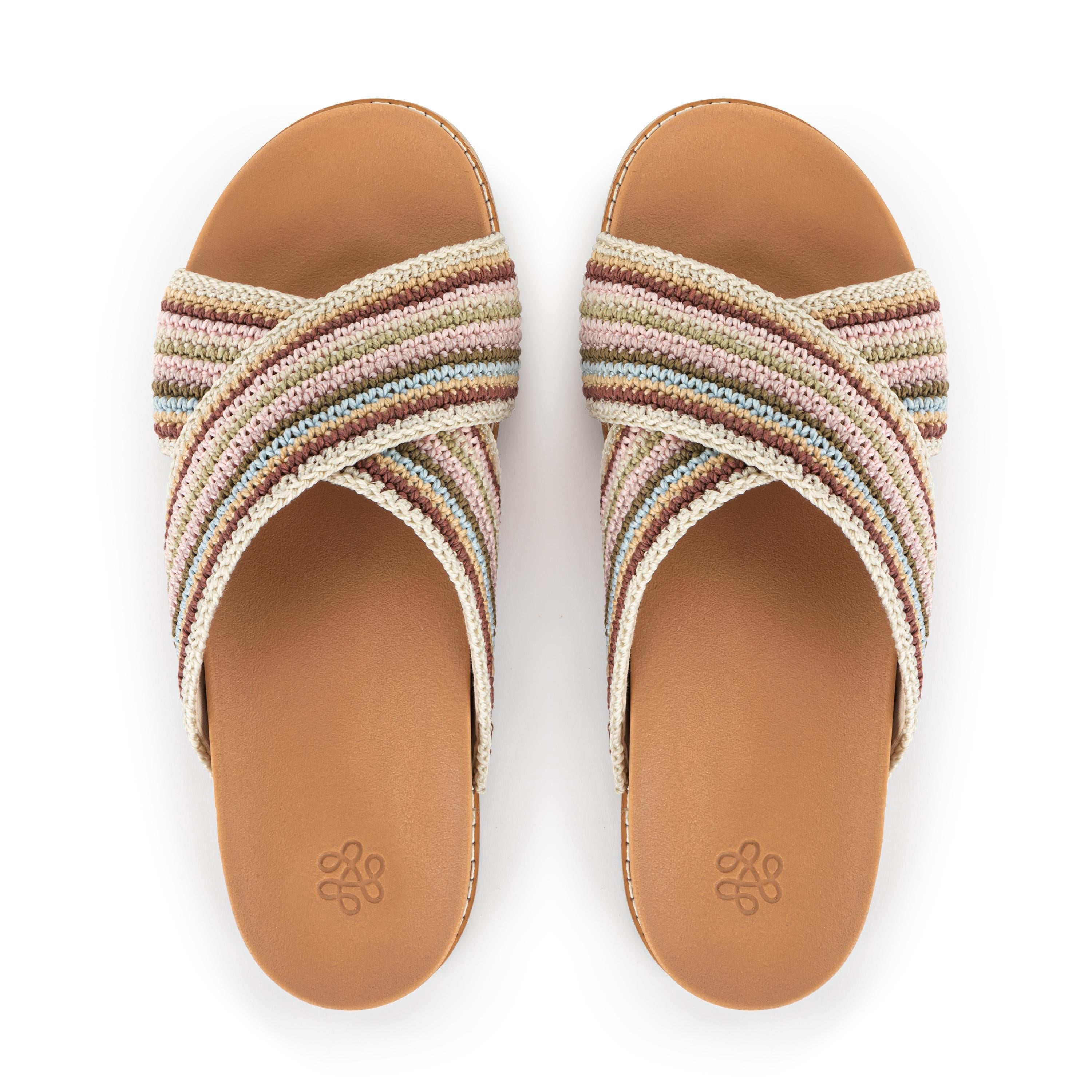 The Sak Penelope Sandal - Hand Crochet - Pink Multi Stripe
