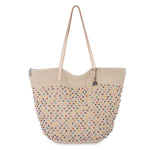 The Sak Faye Tote 3 Piece Set - Hand Crochet - Ecru Multi Beads