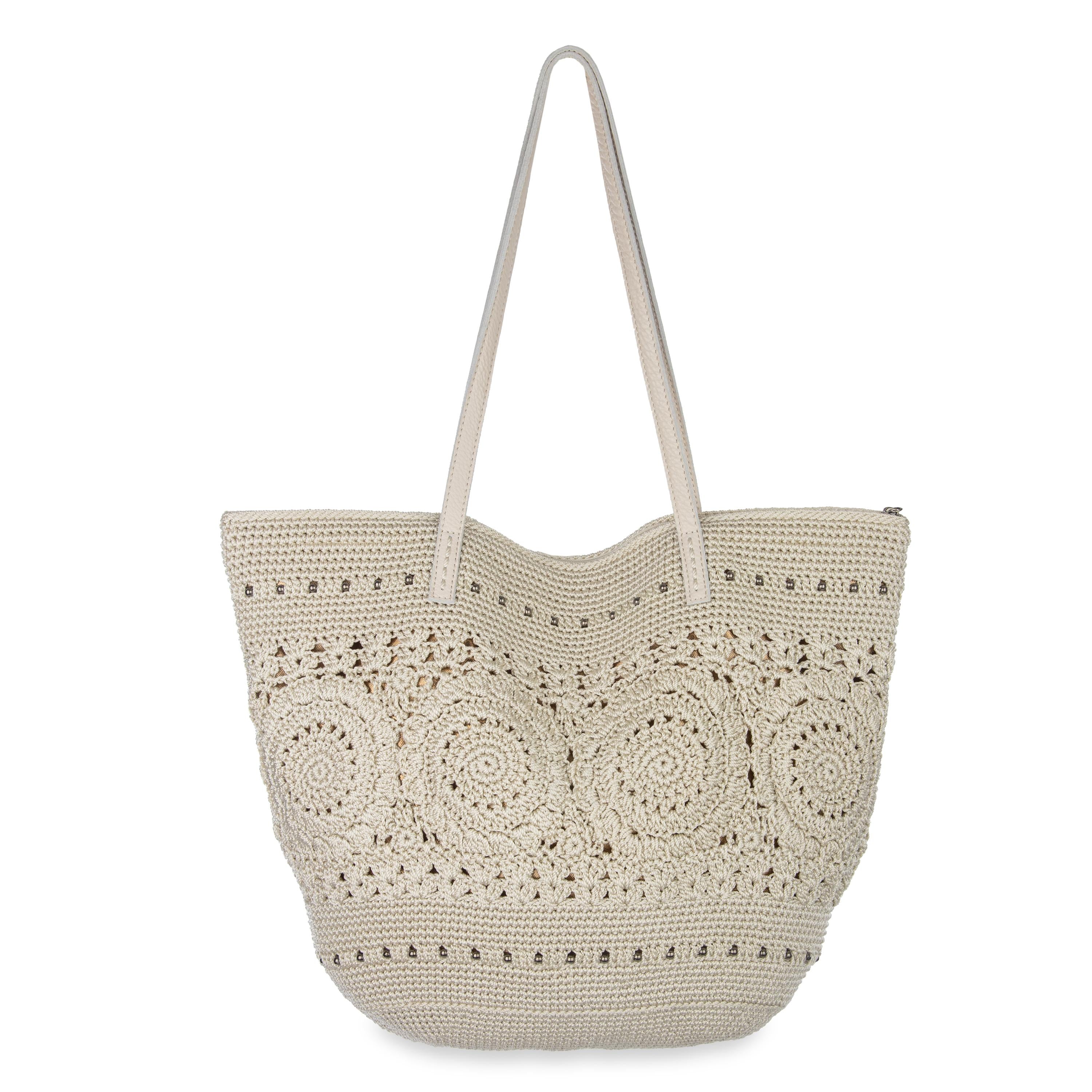 The Sak Faye Large Tote - Hand Crochet - Natural Medallion