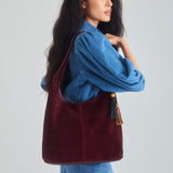 The Sak Huntley Hobo - Leather - Black Cherry Suede