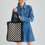 The Sak Lanie Market Tote - Hand Crochet - Black Check