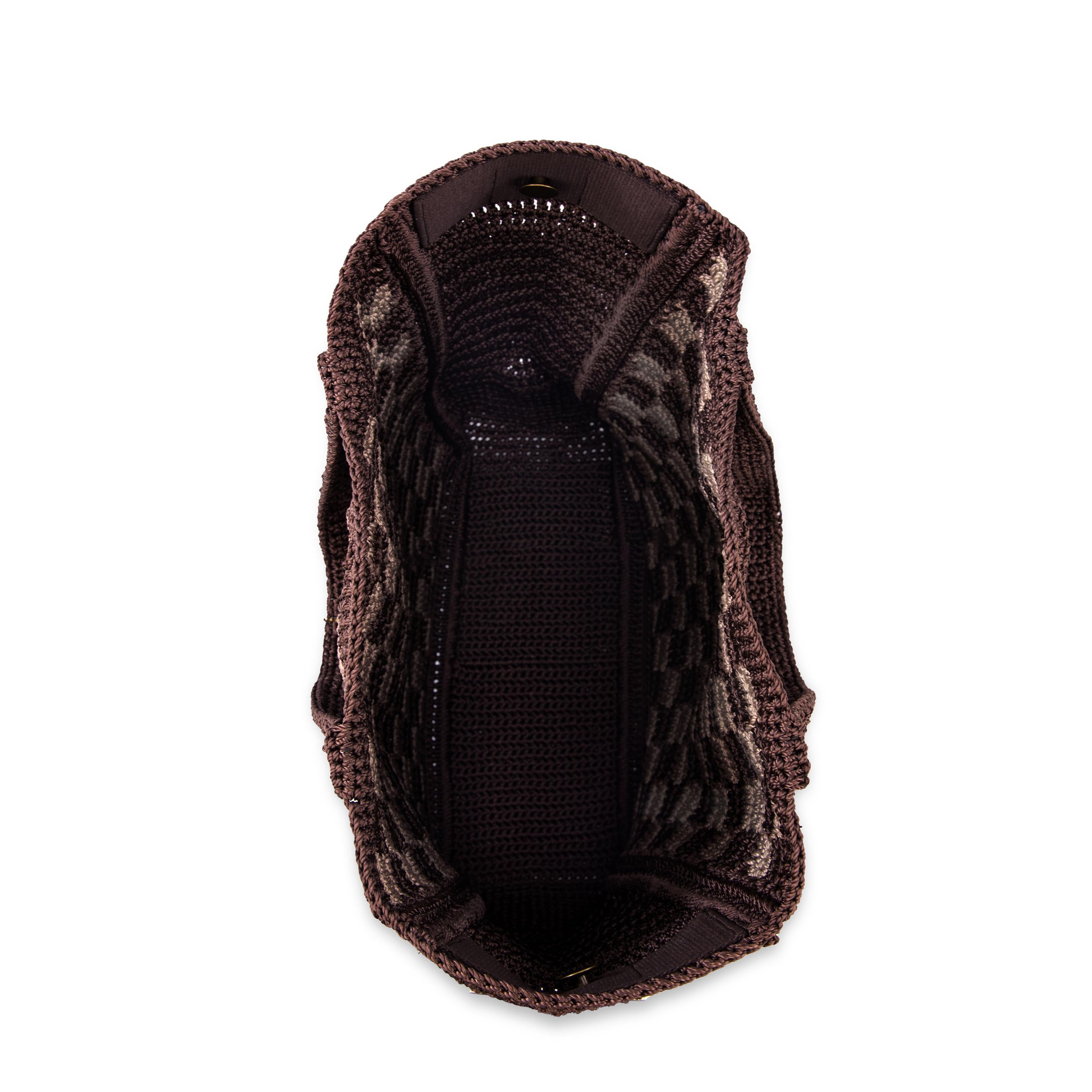 The Sak Lanie Market Tote - Hand Crochet - Brown Check