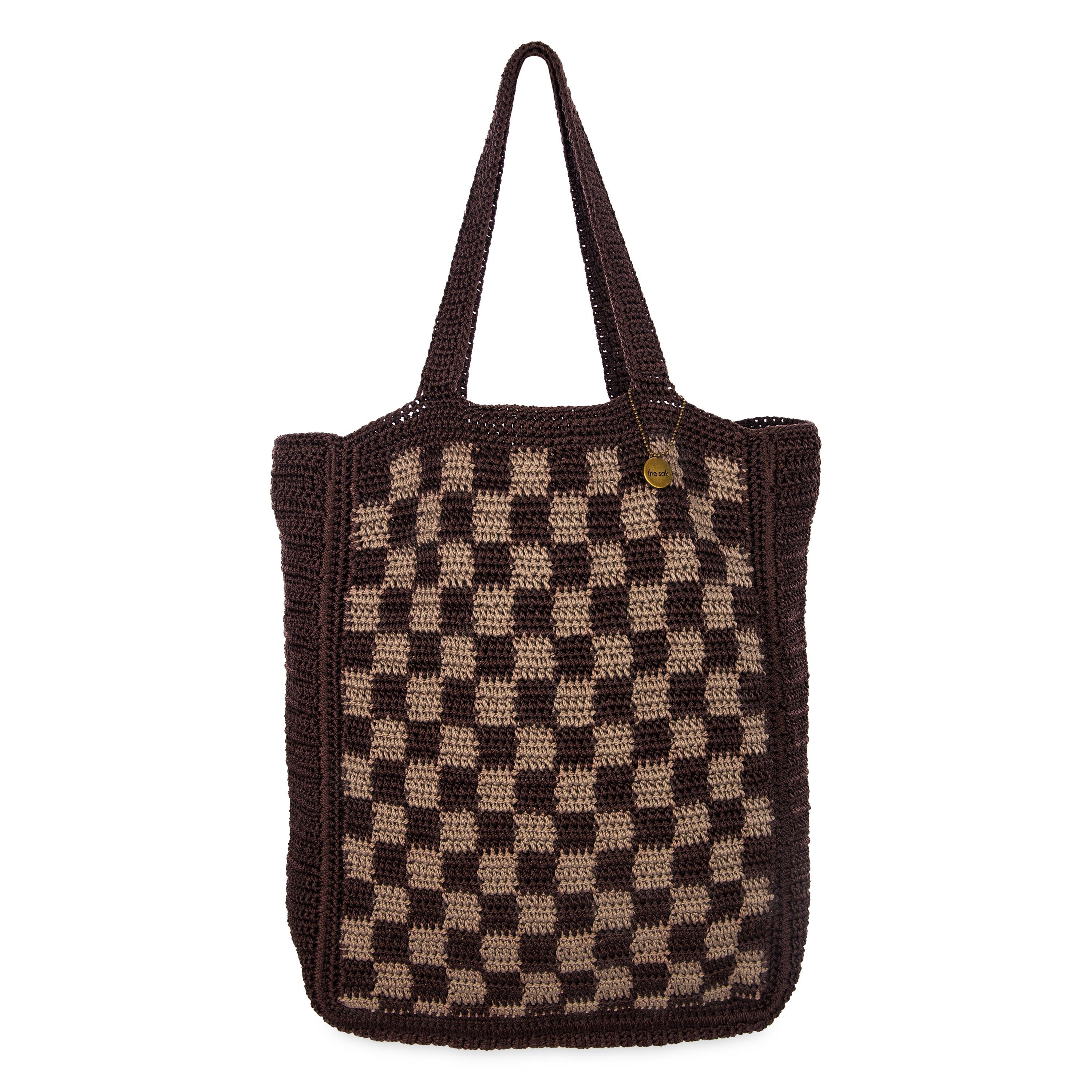 The Sak Lanie Market Tote - Hand Crochet - Brown Check