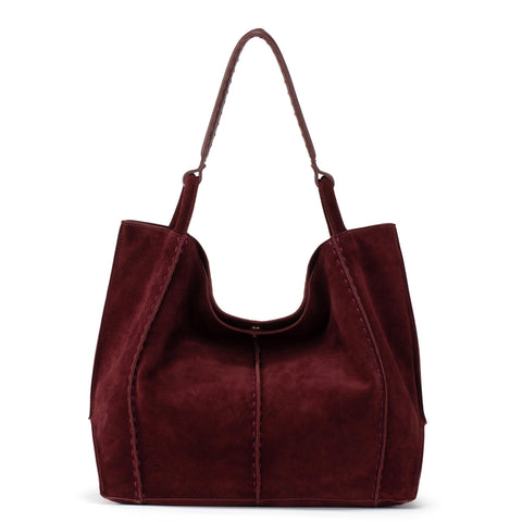 The Sak Los Feliz Large Tote - Leather - Black Cherry Suede