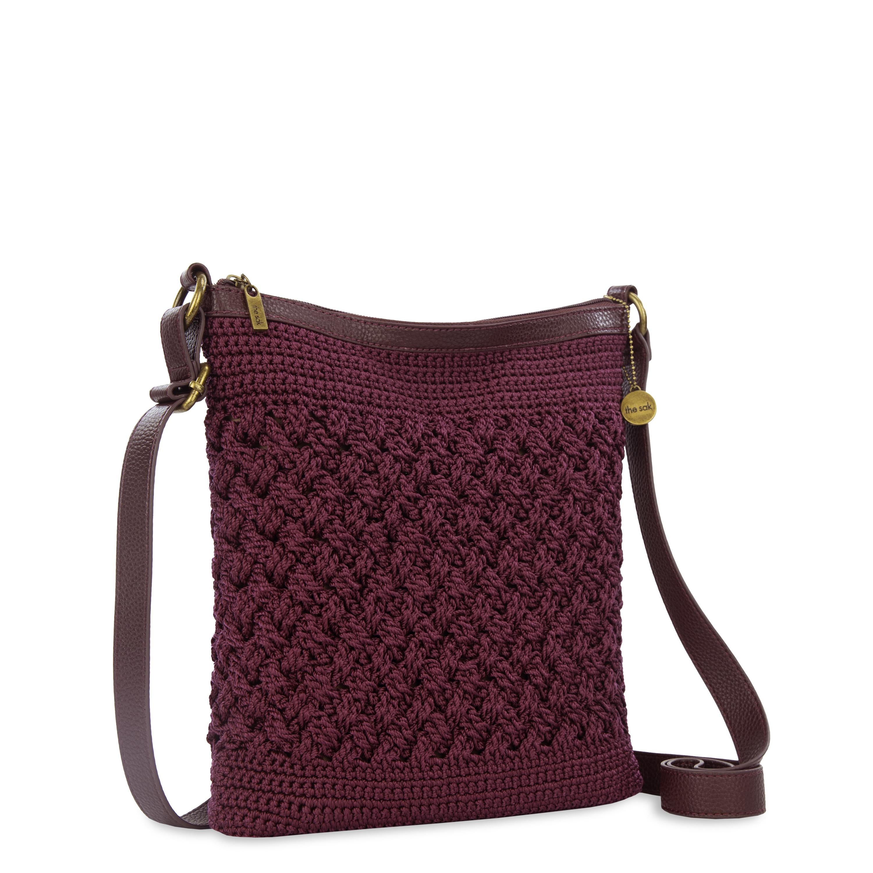 The Sak Lucia Crossbody - Hand Crochet - Black Cherry Cozy Weave