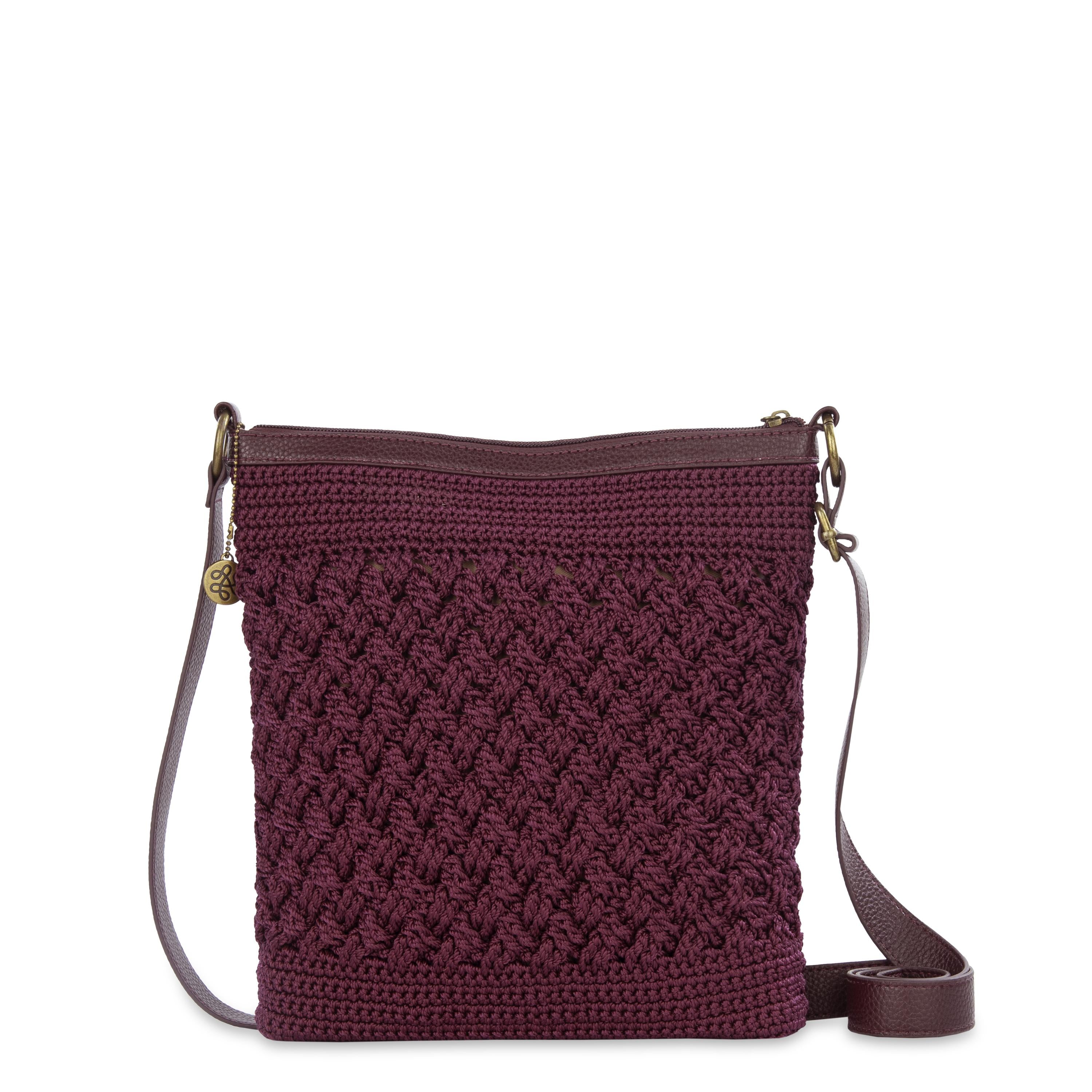 The Sak Lucia Crossbody - Hand Crochet - Black Cherry Cozy Weave