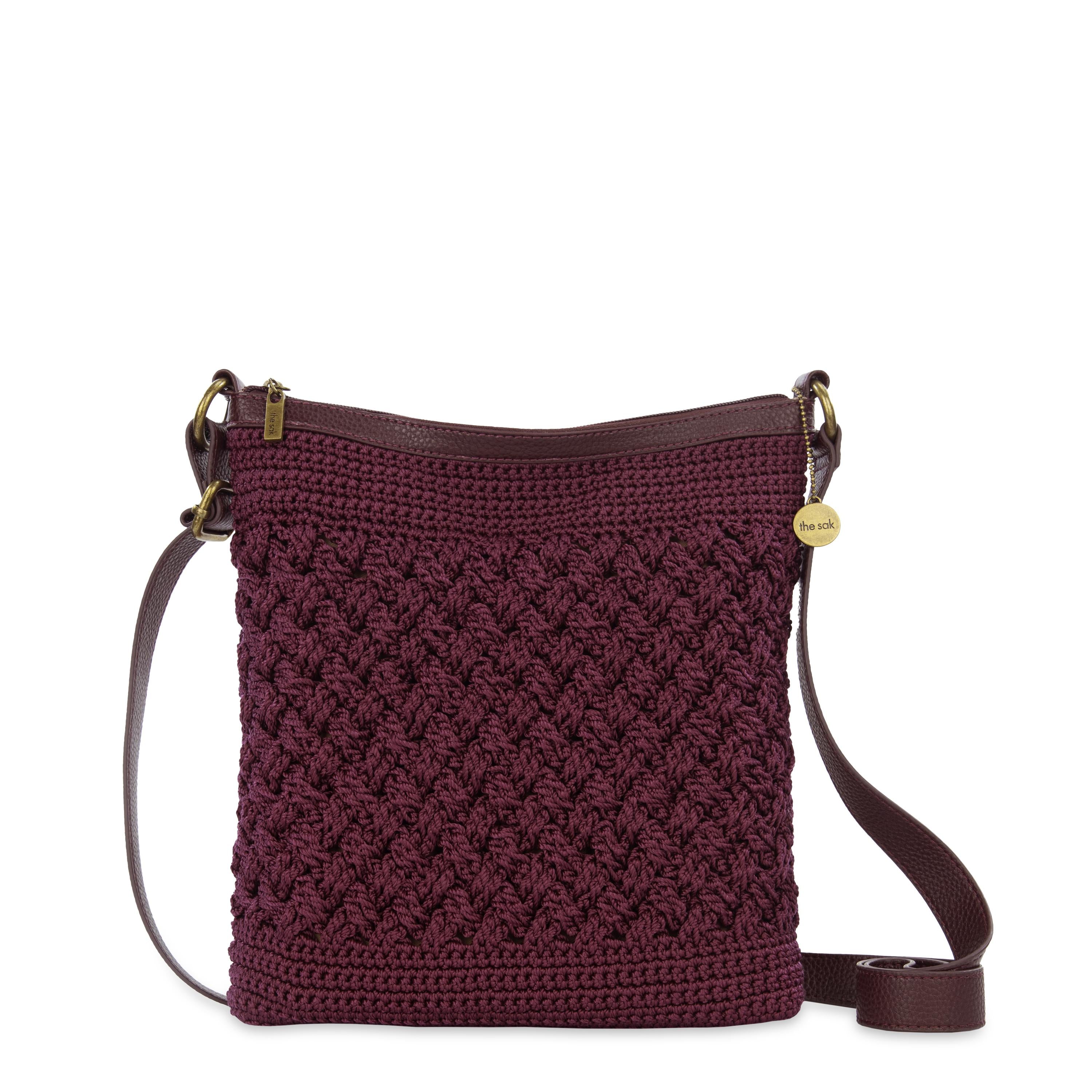 The Sak Lucia Crossbody - Hand Crochet - Black Cherry Cozy Weave